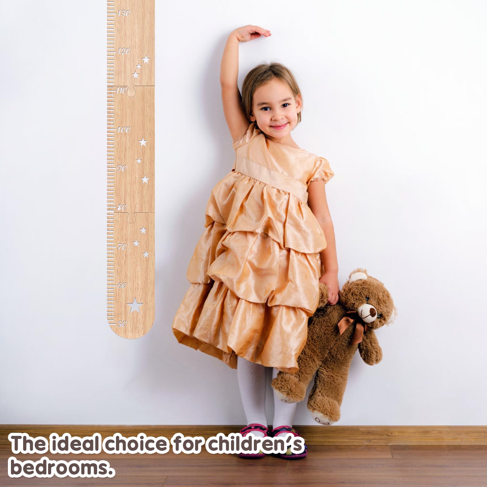 Wooden Growth Chart for Kids - Wall Mounted Height Measurement Ruler for Boys & Girls - Perfect Nursery, Bedroom, or Playroom Décor