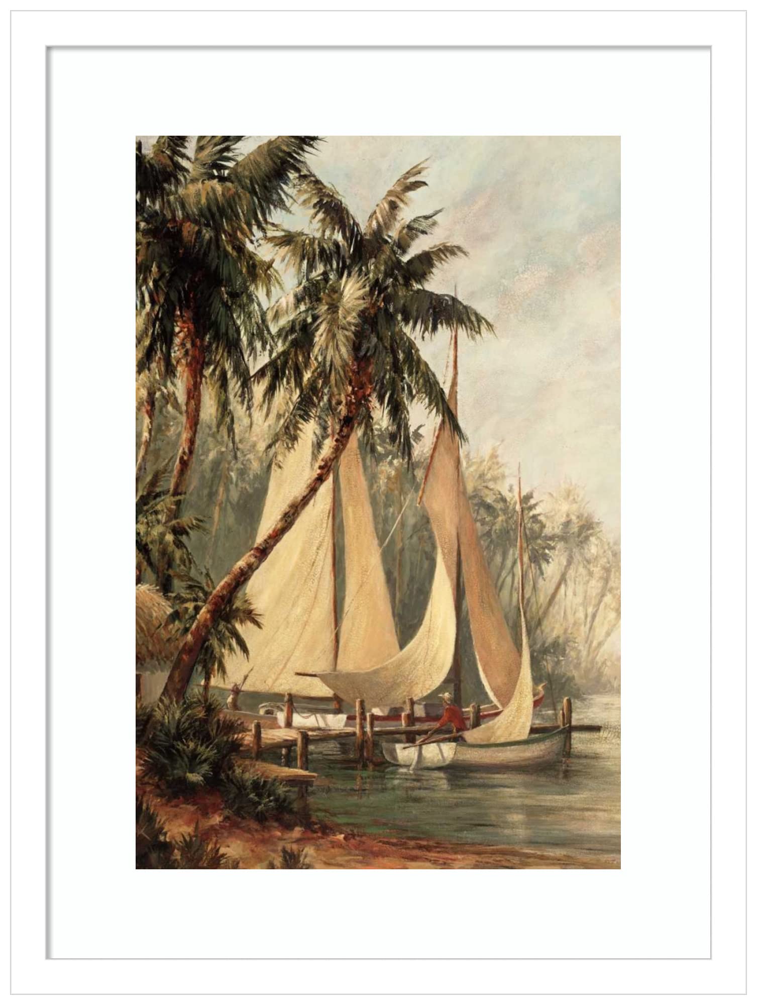 Amanti Art Framed Wall Art Print 21x16 - Rum Cay Beach Painting by Malarz | Coastal Decor & Small Poster Artwork for Living Room, Bedroom, Bathroom, Kitchen, Office | Perfect for Beach House, Vacation Home & Coastal-Themed Spaces | Made in Wisconsin, USA