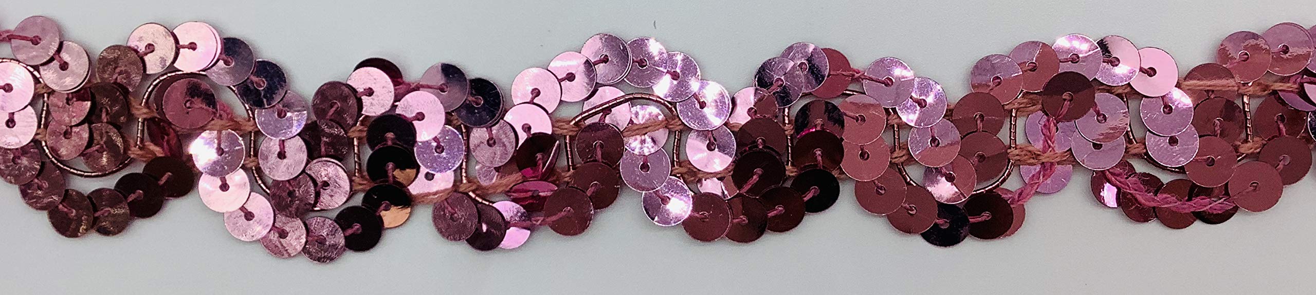 Trimplace Dark Pink 1 Inch Sequin Trim - 12 Yards Bulk Spool for DIY Costumes, Wedding Decor & Craft Projects