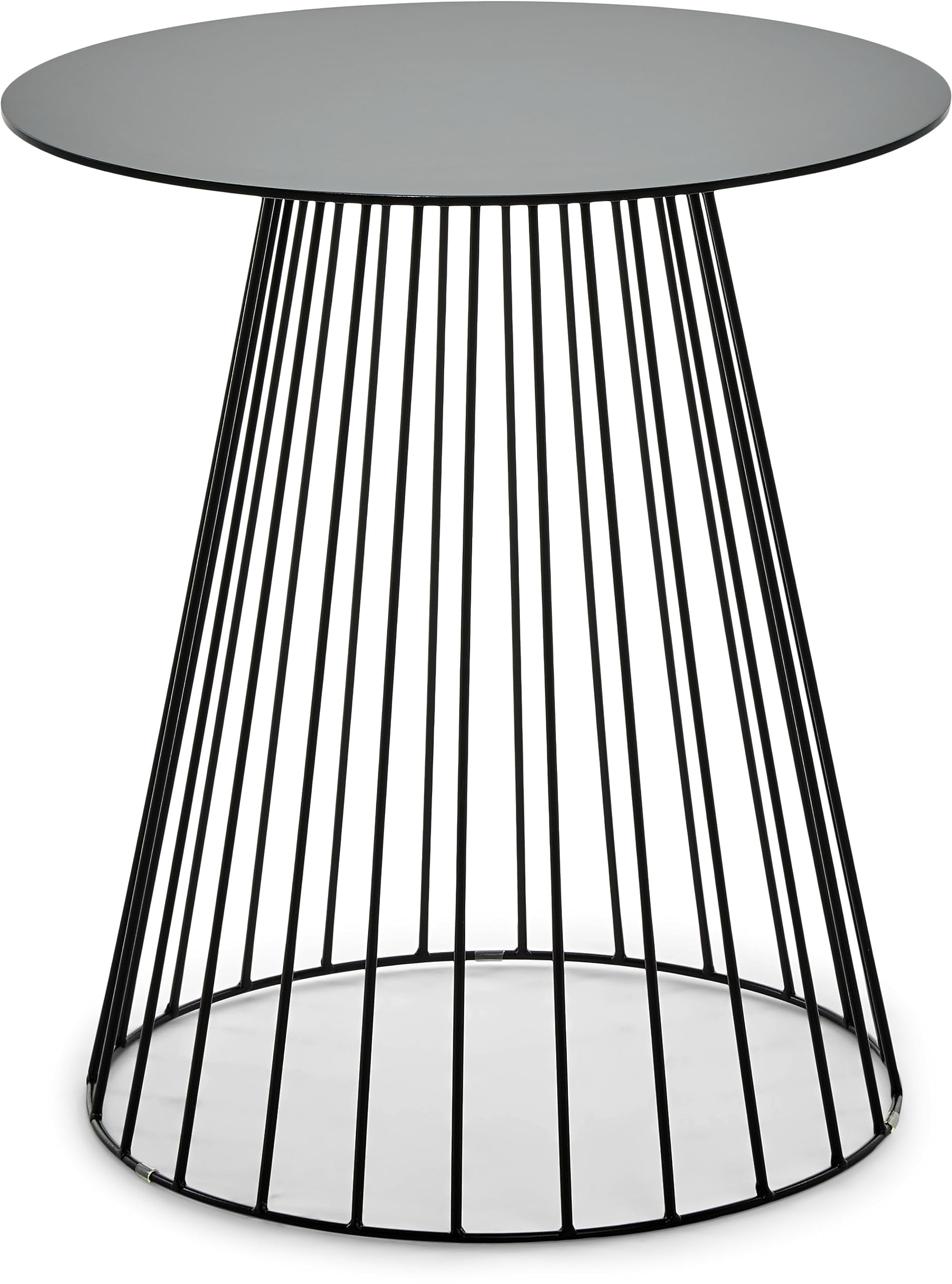 Modern Industrial Round Side Table - Black Metal Minimalist Design, Fully Assembled for Living Room, Bedroom & Office Decor