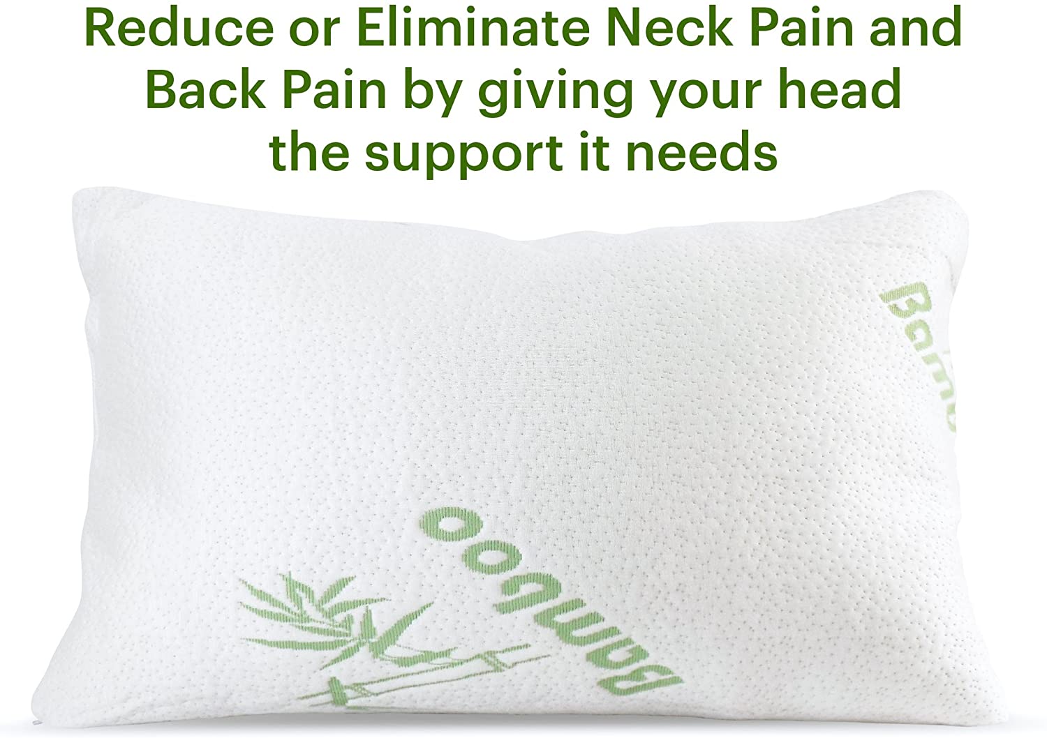 Brijo Bamboo Shredded Memory Foam Pillow - Hypoallergenic & Adjustable Support for Neck Pain Relief - Perfect for Side, Back Sleepers & Travel Use