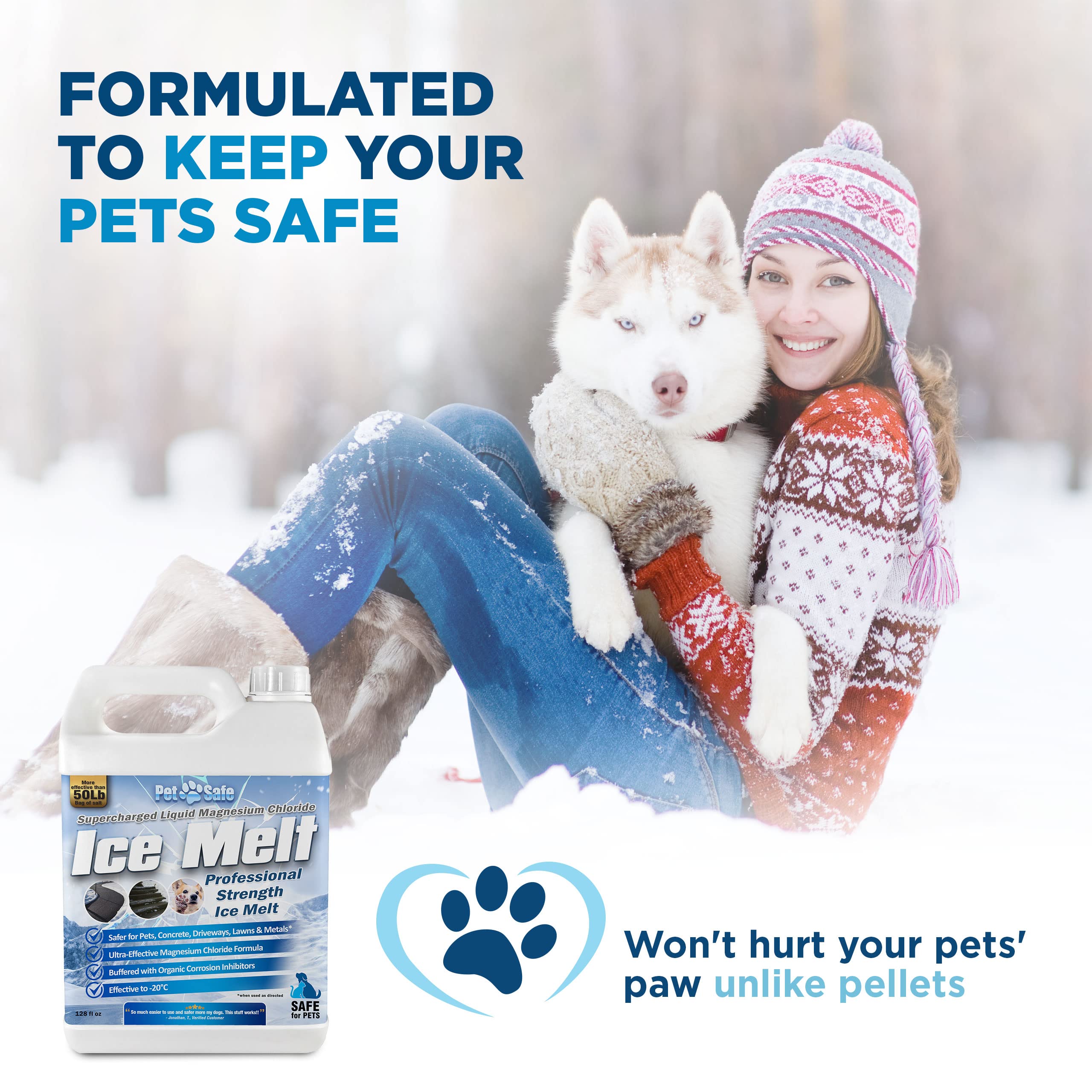 Pet Safe Ice Melt - Magnesium Chloride Driveway & Sidewalk Deicer - Fast-Acting, Non-Toxic Ice Dam Remover for Pets & Concrete (4-Pack) - Ideal for Winter Walkways, Stairs & Garage Entries