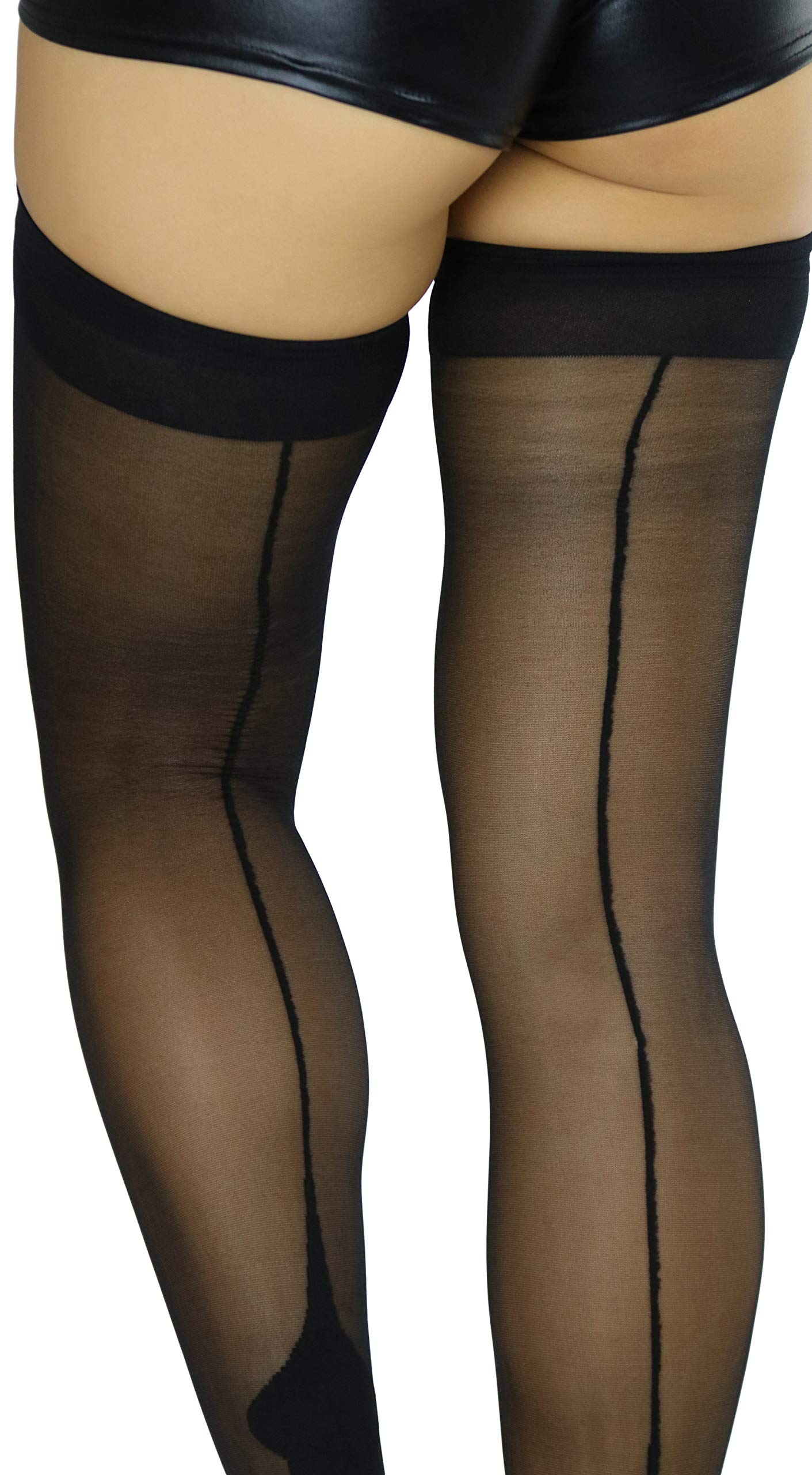 ToBeInStyle Nylon Two-Toned Cuban Heel Closed-Toe Stockings for Women - Vintage Style Hosiery for Evening Dresses, Date Nights & Special Occasions