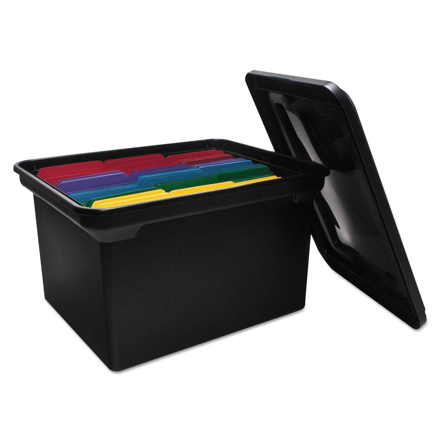 Advantus Black File Storage Tote with Lid - Letter & Legal Size Organizer (14.25