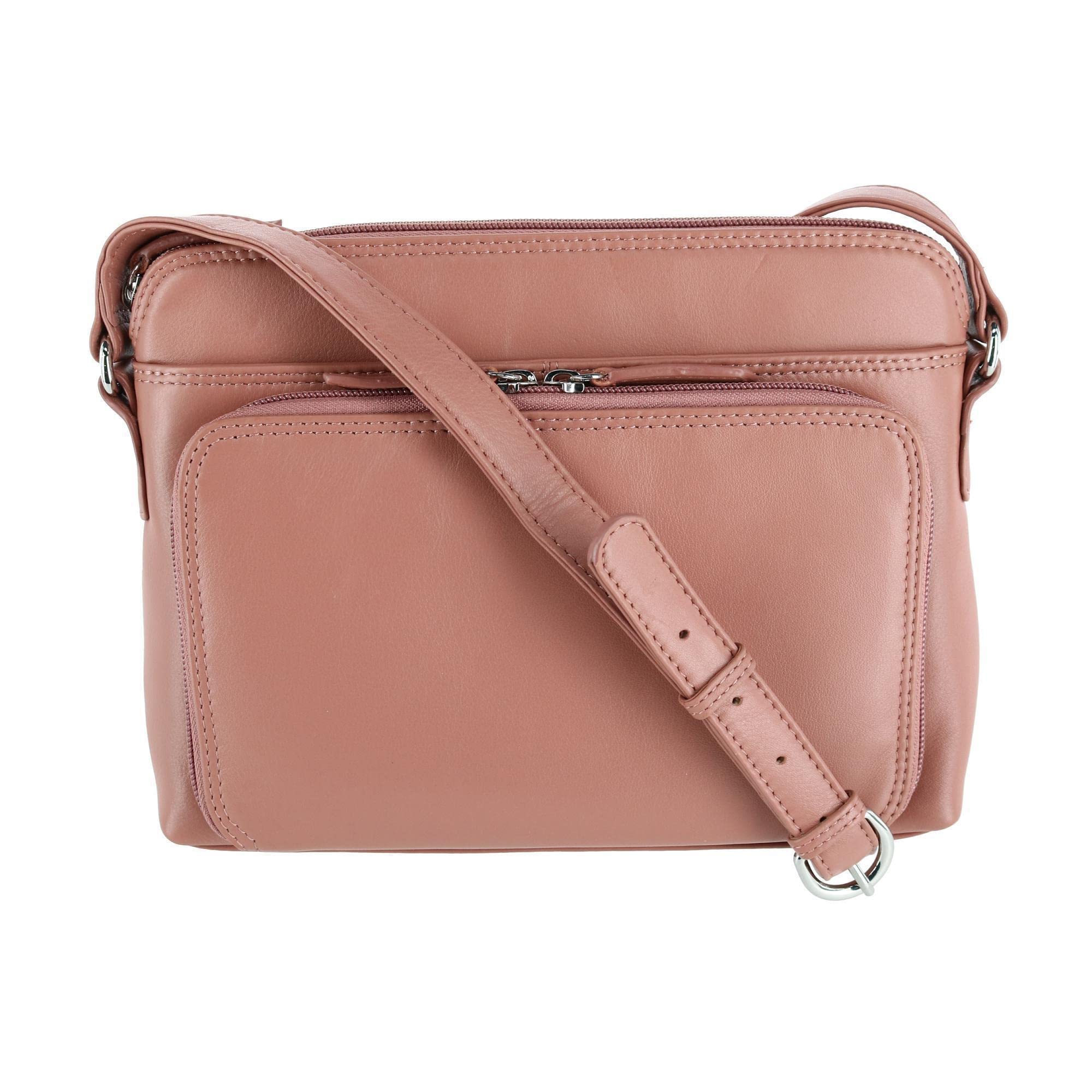 CTM® Women's Genuine Leather Shoulder Bag Purse with Side Organizer Pockets - Stylish Crossbody Handbag for Work, Travel & Everyday Use