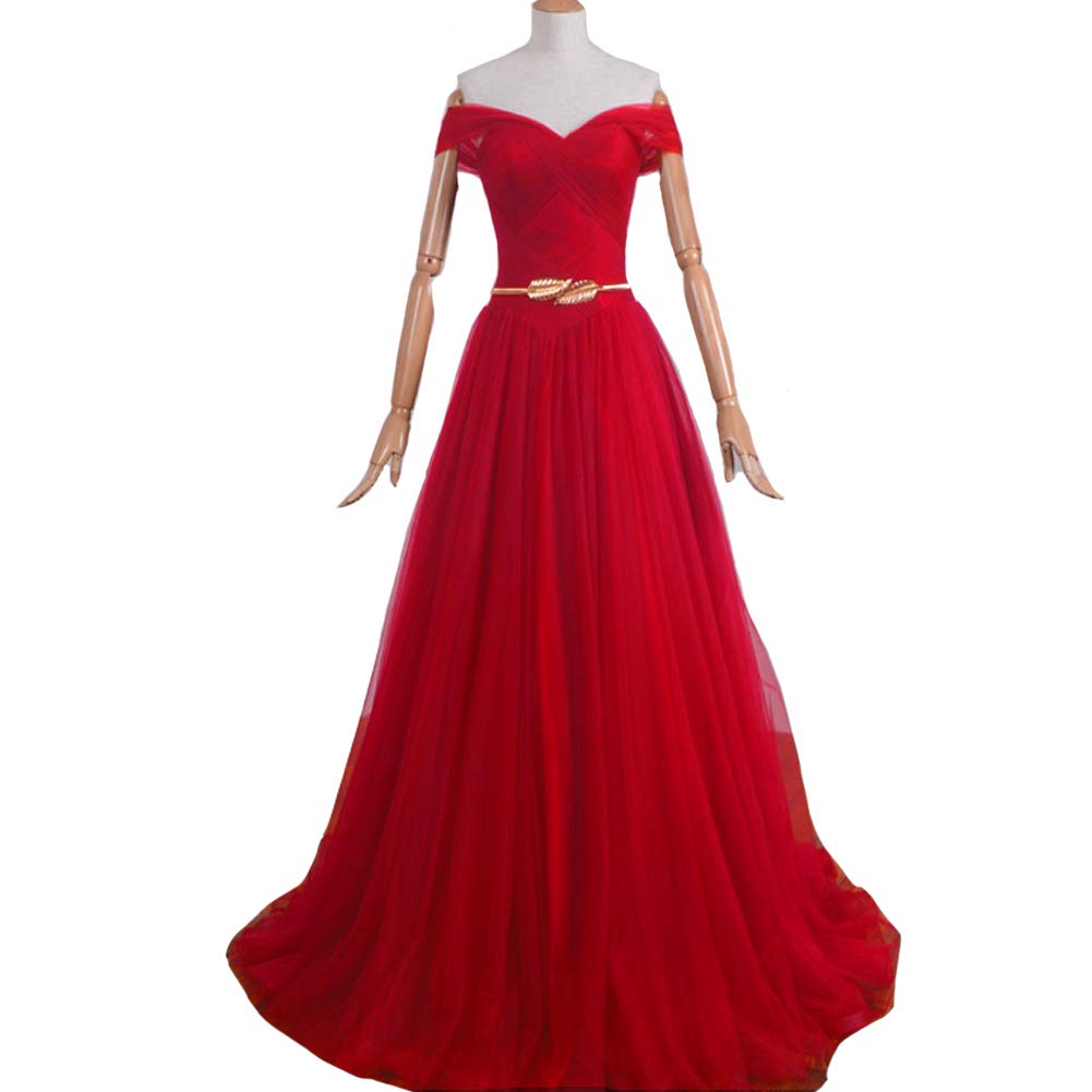 Kivary® Off Shoulder Gold Sash Long Corset Formal Prom Evening Dresses for Women - Elegant Gown for Homecoming, Wedding, Ball & Special Occasions