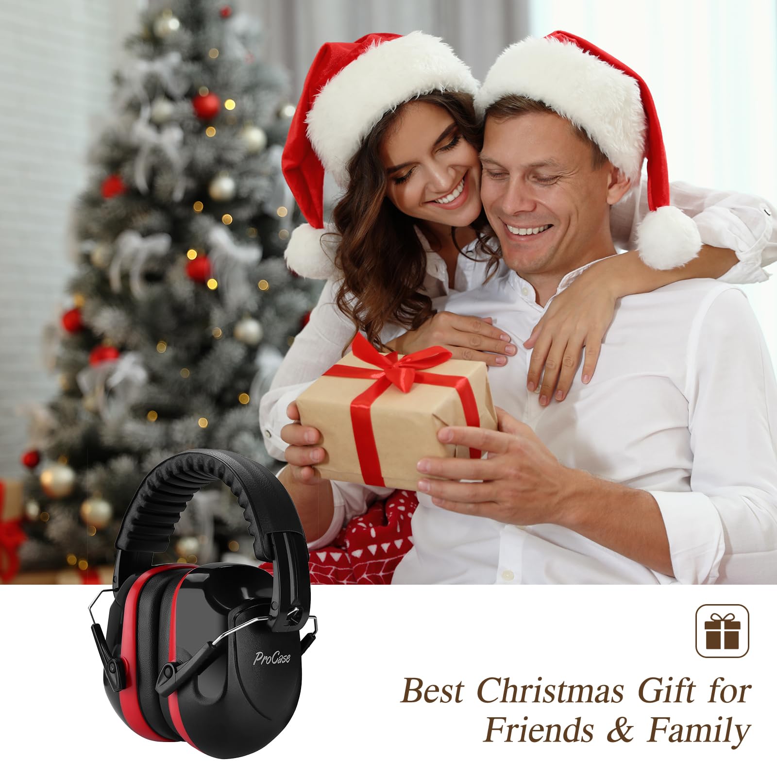 ProCase Noise Cancelling Ear Muffs - 2 Pack NRR 28dB Hearing Protection for Shooting, Gun Range, Mowing & Autism Sensory Relief - Comfortable Ear Defenders for Adults (Red) - Perfect for Construction, Concerts & Loud Work Environments