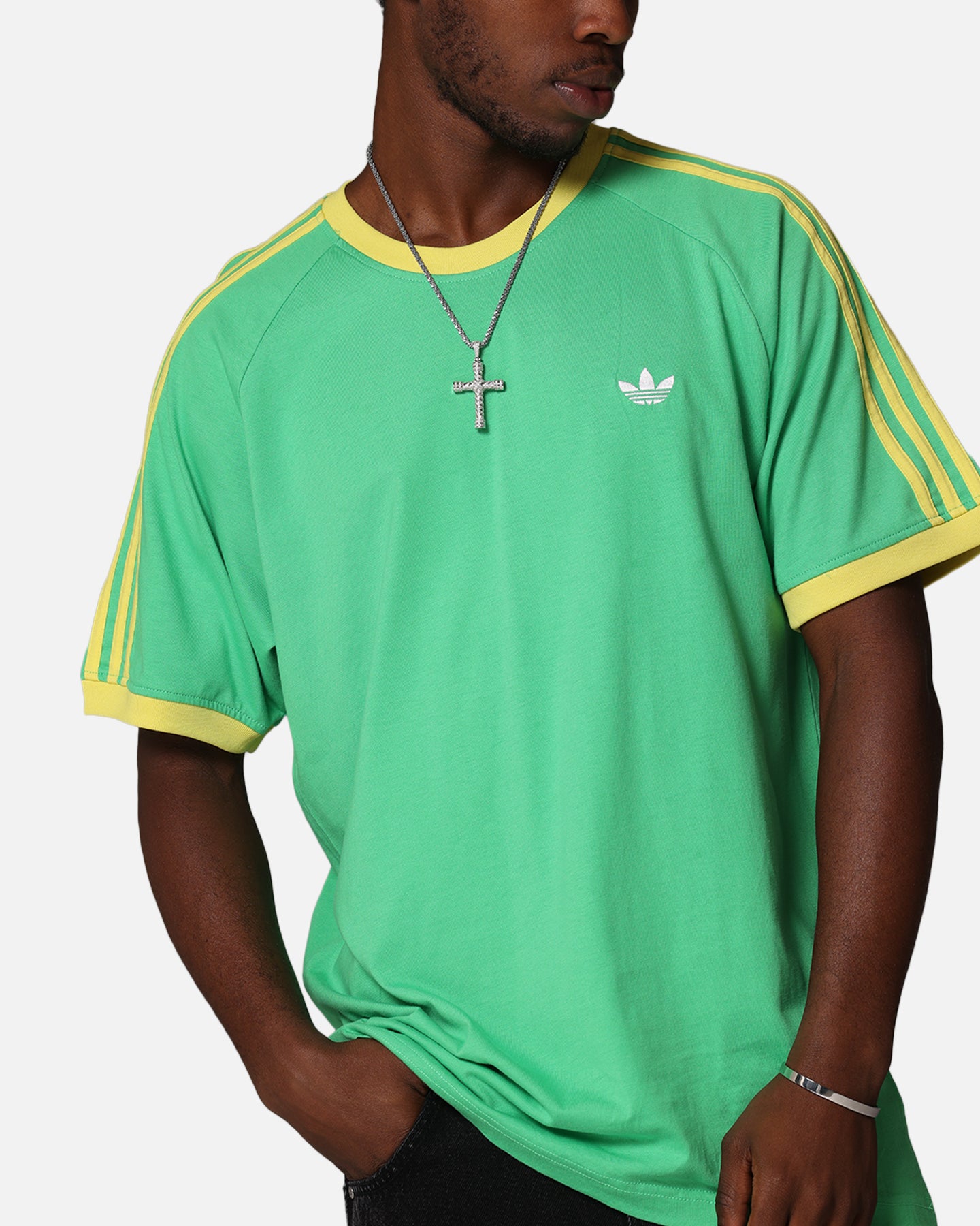 Adidas Monogram Cali T-Shirt for Men - Green Cotton Casual Tee - Perfect for Gym, Streetwear & Everyday Outfits