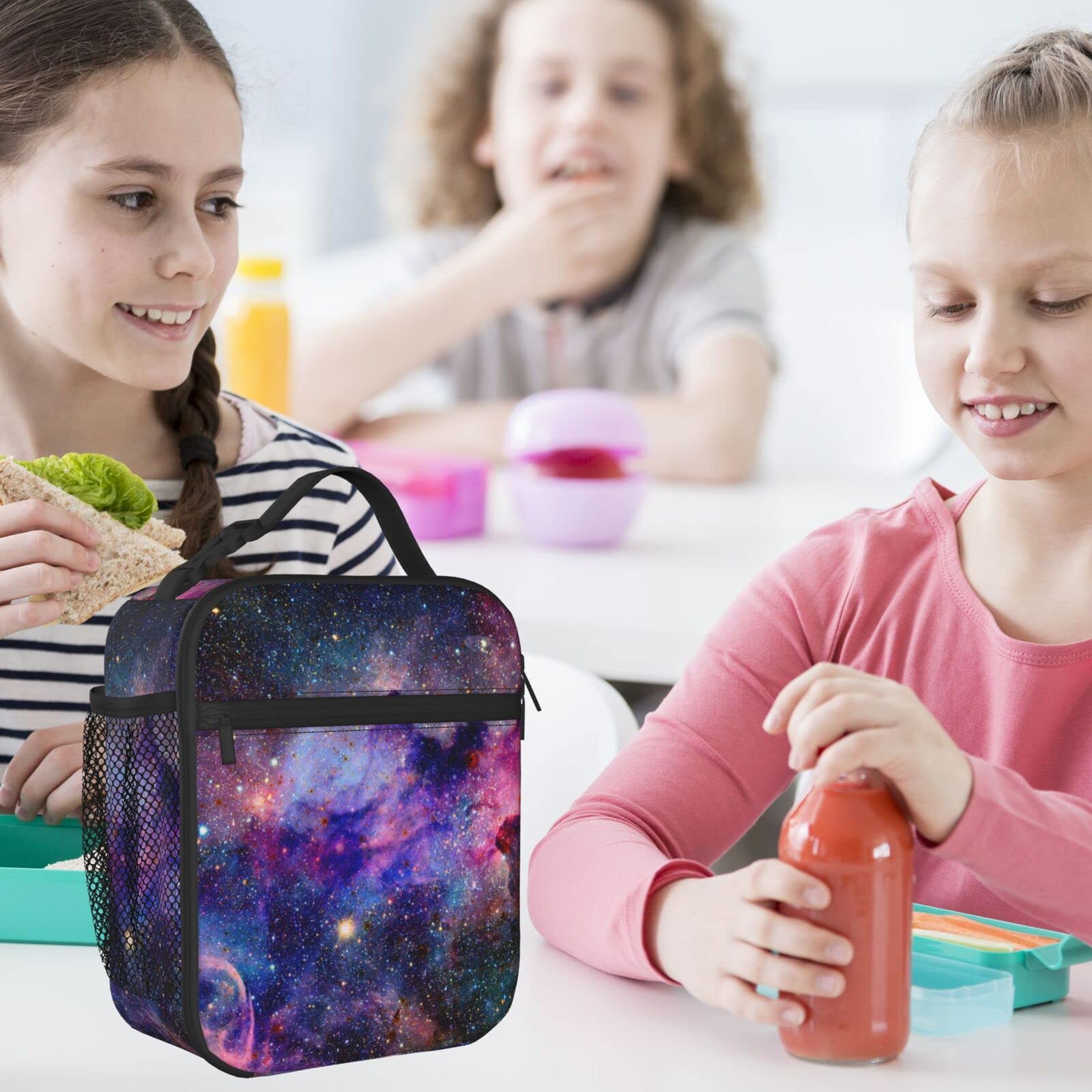 Galaxy Insulated Lunch Box for Women, Men, Girls & Boys - Leakproof Detachable Handle Meal Tote Bag for Work, School & Picnics | Space Themed Reusable Lunch Container