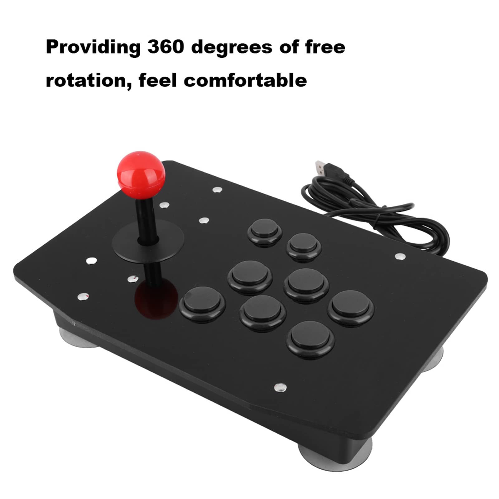 BONKZEBU 8-Key USB Game Joystick Controller - Portable Rocker Gamepad with Anti-Slip Grip for PC/PS4/Xbox Gaming - Durable & Stable for Fighting Games, Racing, and Arcade Style Play