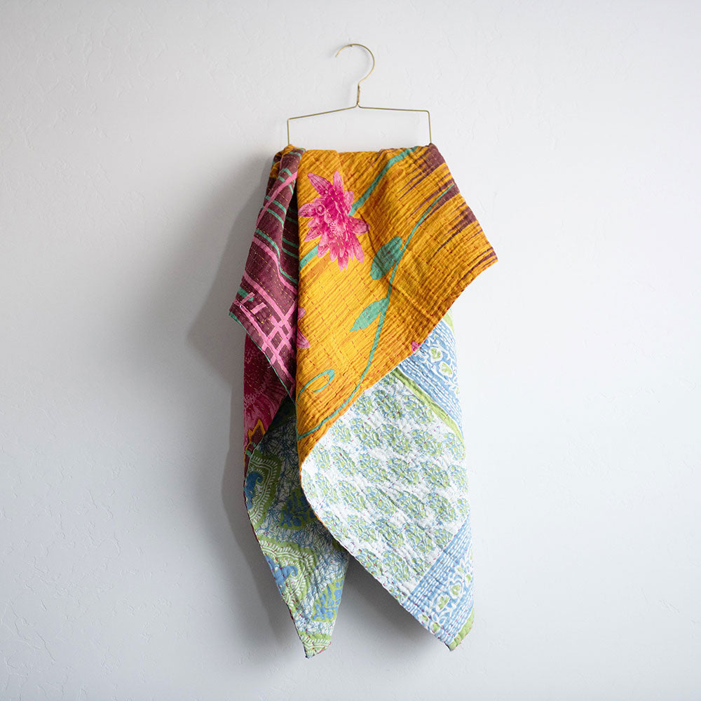 Soft Kantha Baby Blanket CB9022 - Handmade Cotton Swaddle Blanket for Newborns & Infants | Perfect for Nursery, Stroller, and Gift Giving