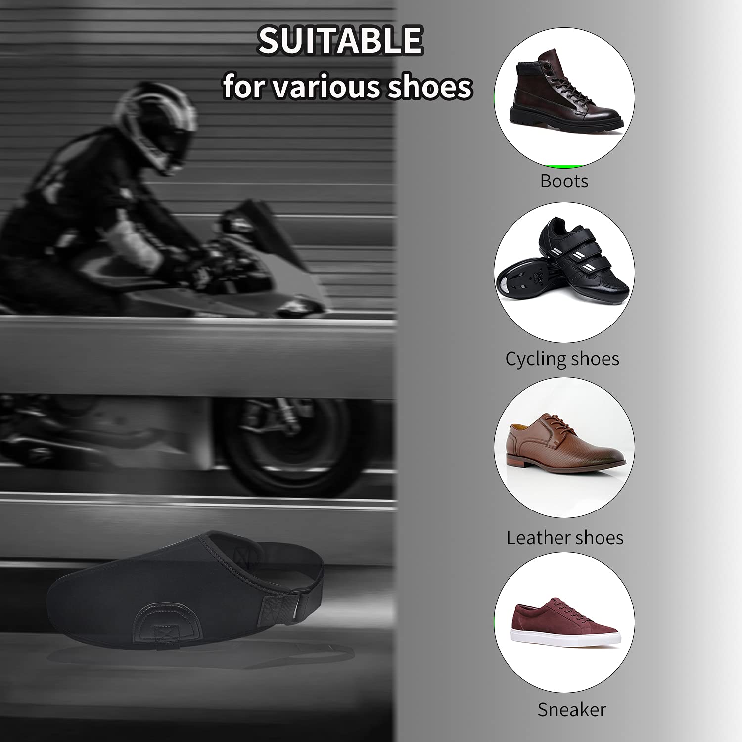 Motorcycle Gear Shift Pads - Windproof Protective Riding Shoe Covers for Motorbike Boots, Warm & Durable Accessories (Black) - Ideal for Cold Weather Riding & Long-Distance Motorcycle Trips