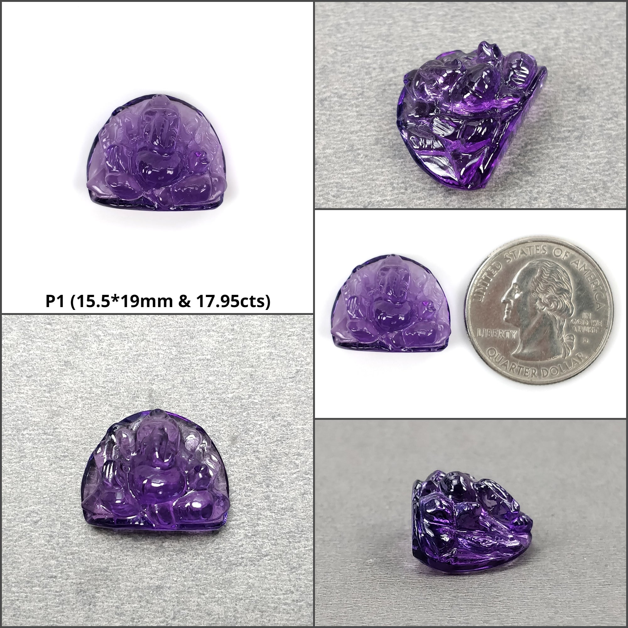 Natural Untreated Purple Amethyst Gemstone Hand Carved Lord Ganesha Statue - Spiritual Home Decor, Meditation Altar Piece & Yoga Room Decoration