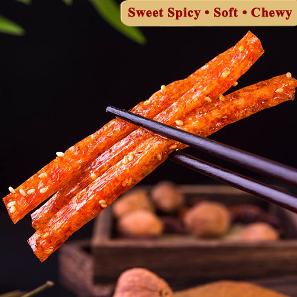 Spicy and Sweet Chinese Latiao Snacks - 5 Pack Hot & Flavorful Strips, Authentic Sichuan Spice for Office, Party, or Movie Night Snacking