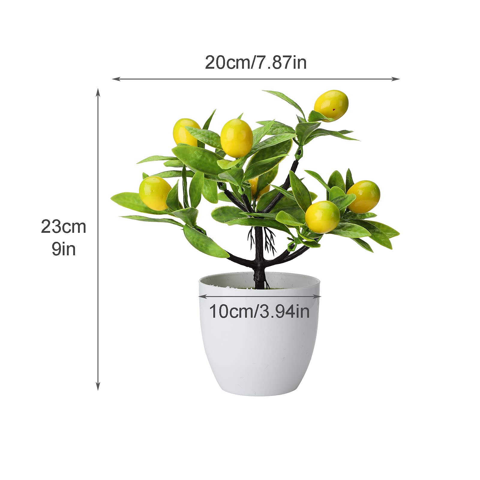 2 Pack Artificial Lemon Tree Mini Potted Plants - Fake Lemon Bonsai in Green Pot, 3.78x9.45 Inches - Perfect for Home Decor, Office Desk, Kitchen Counter, and Indoor Greenery - 210316XU02 22TZ 10055 2256425271