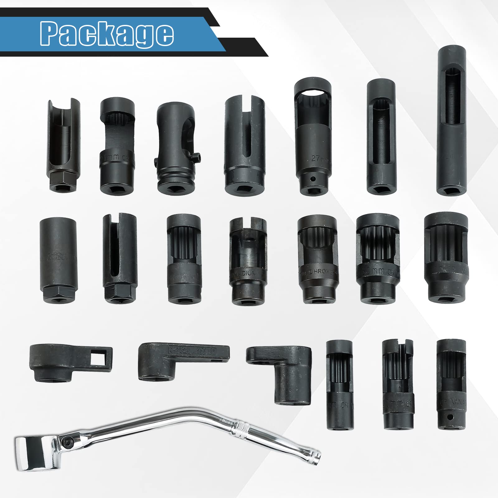 ATPEAM 21-Piece Oxygen Sensor Socket Set - Professional Automotive Tool Kit for Oxygen Sensors & Oil Pressure Sending Units - Perfect for Mechanics, DIY Car Repairs & Engine Maintenance
