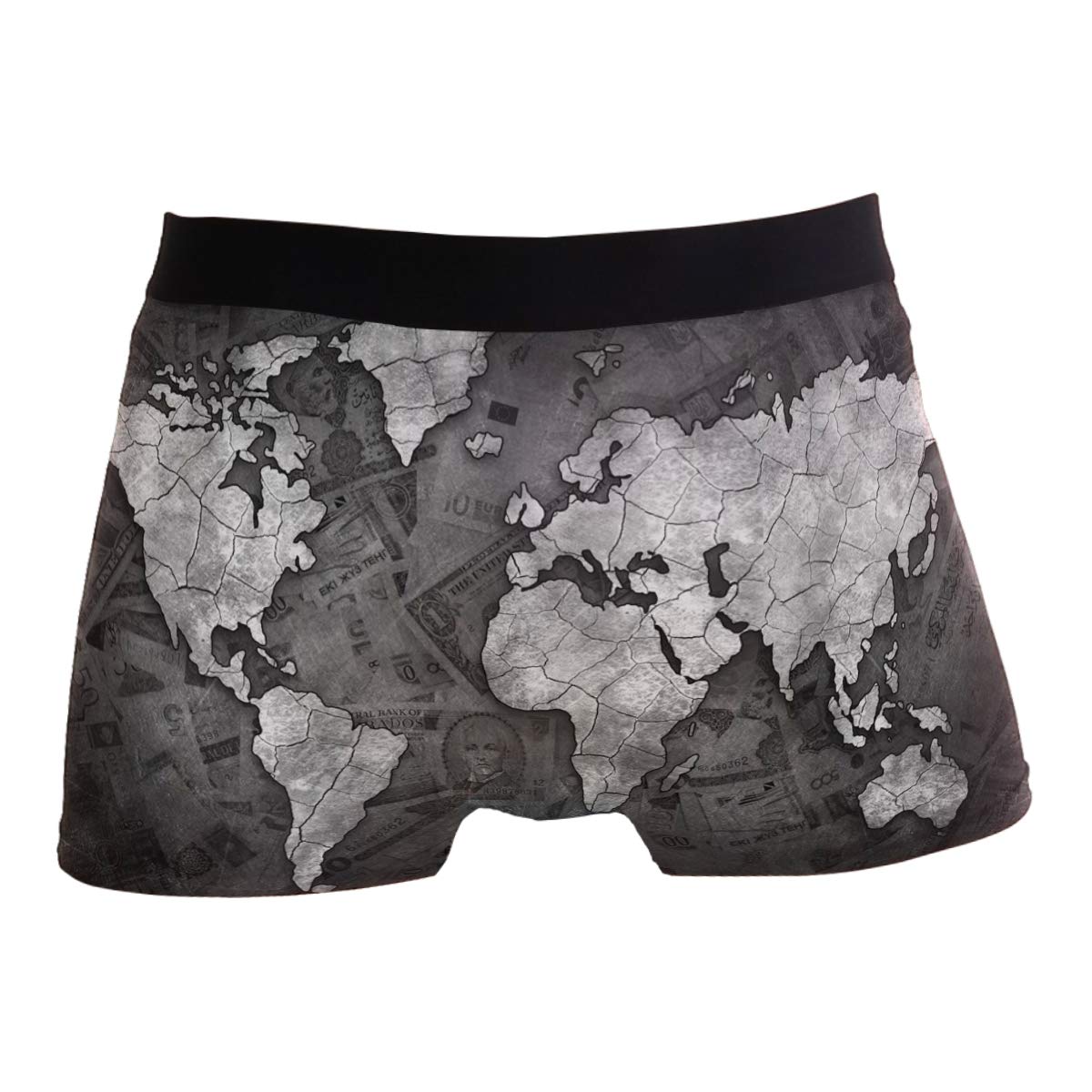 Men's Boxer Brief Underwear - Retro World Map Design, Anti-Ride Up, Breathable Cotton Underwear for Men | Perfect for Travel, Gym & Everyday Comfort