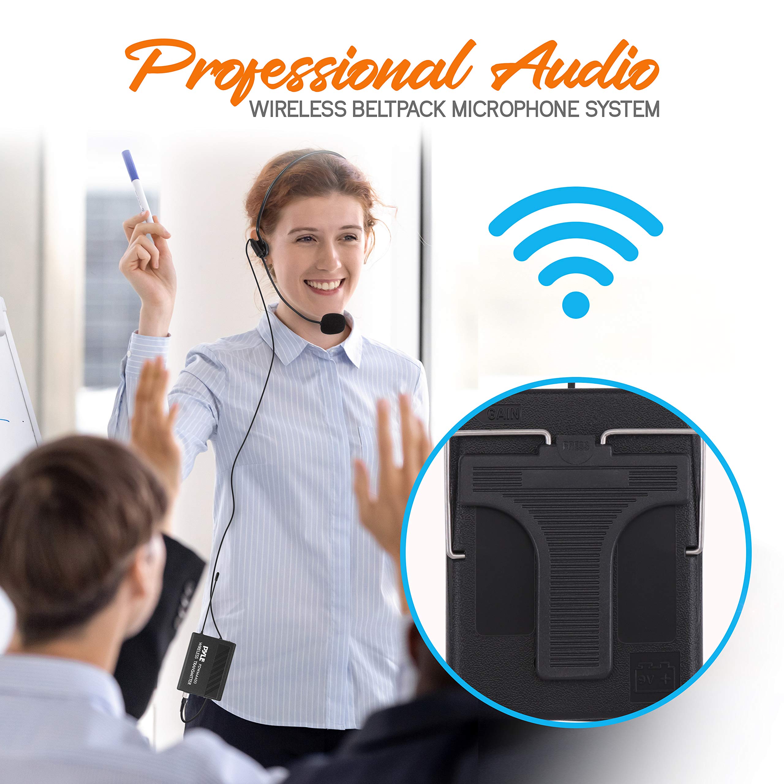 Professional 4 Channel VHF Wireless Microphone System with 4 Headset & 4 Lavalier Mics - PDWM4400 for Karaoke, DJ, PA, Church & Live Performances | Includes 4 Transmitters, Receiver & XLR/1/4