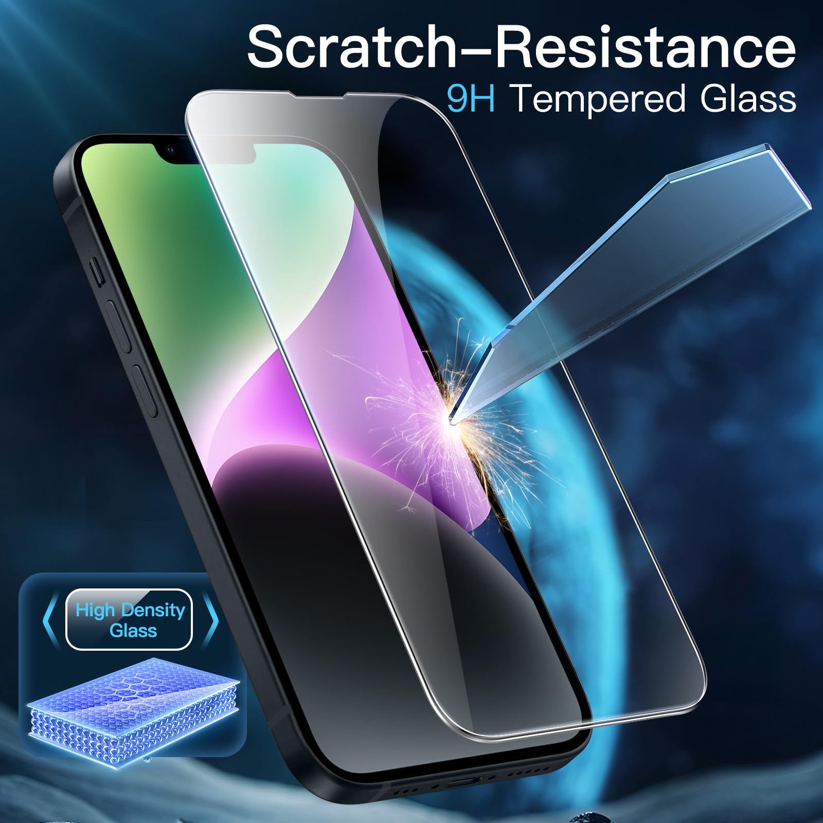 JETech 3 in 1 Magnetic Case for iPhone 14 Plus 6.7-Inch | Shockproof Translucent Matte Cover with 2 Pack Tempered Glass Screen Protectors | Magsafe Compatible Phone Case (Storm Blue) | Perfect for Work, Travel & Everyday Protection