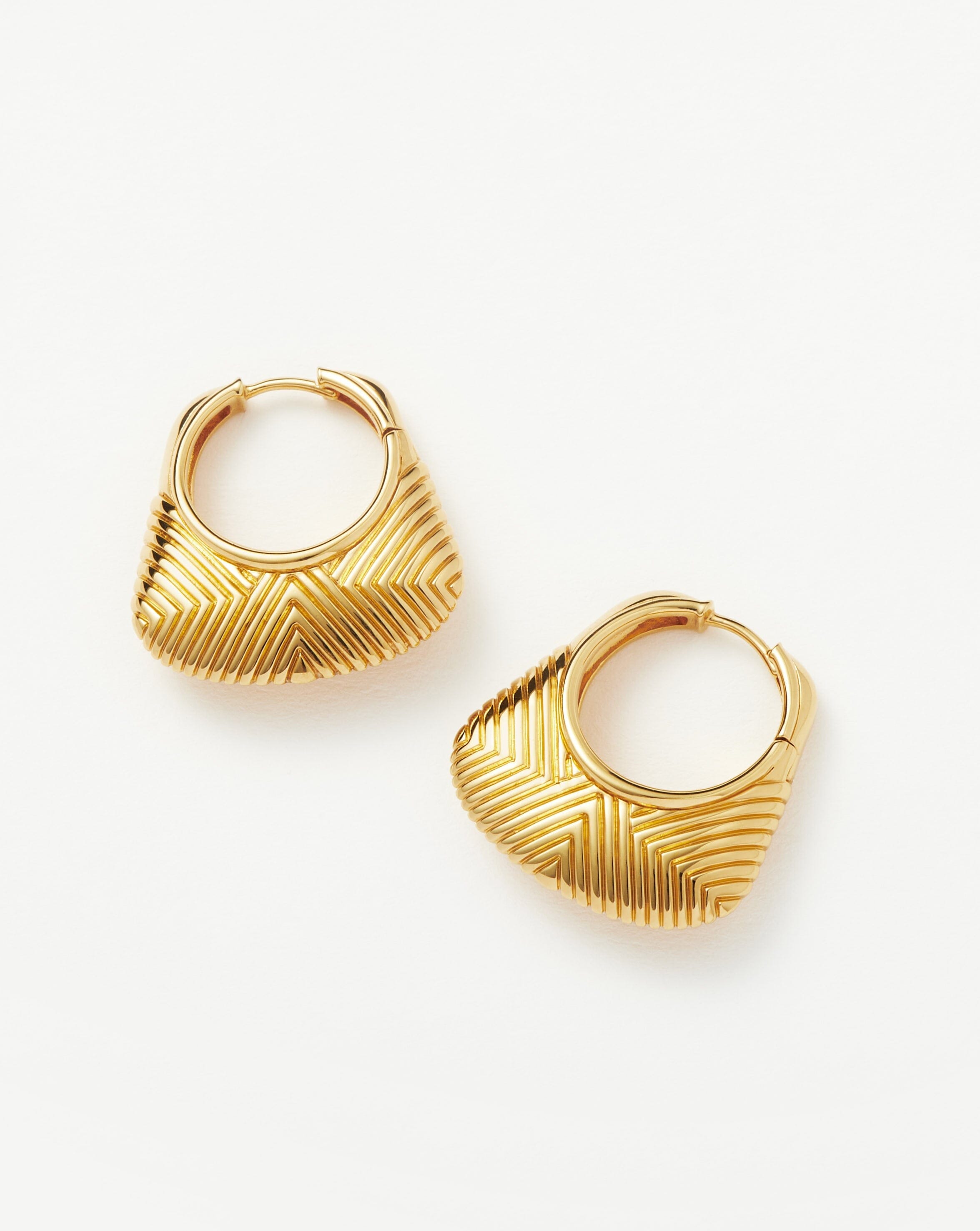 Hera Ridge Hoop Earrings for Women - 14K Gold Plated Stainless Steel Dangle Earrings - Trendy Boho Chic Jewelry for Everyday Wear & Special Occasions