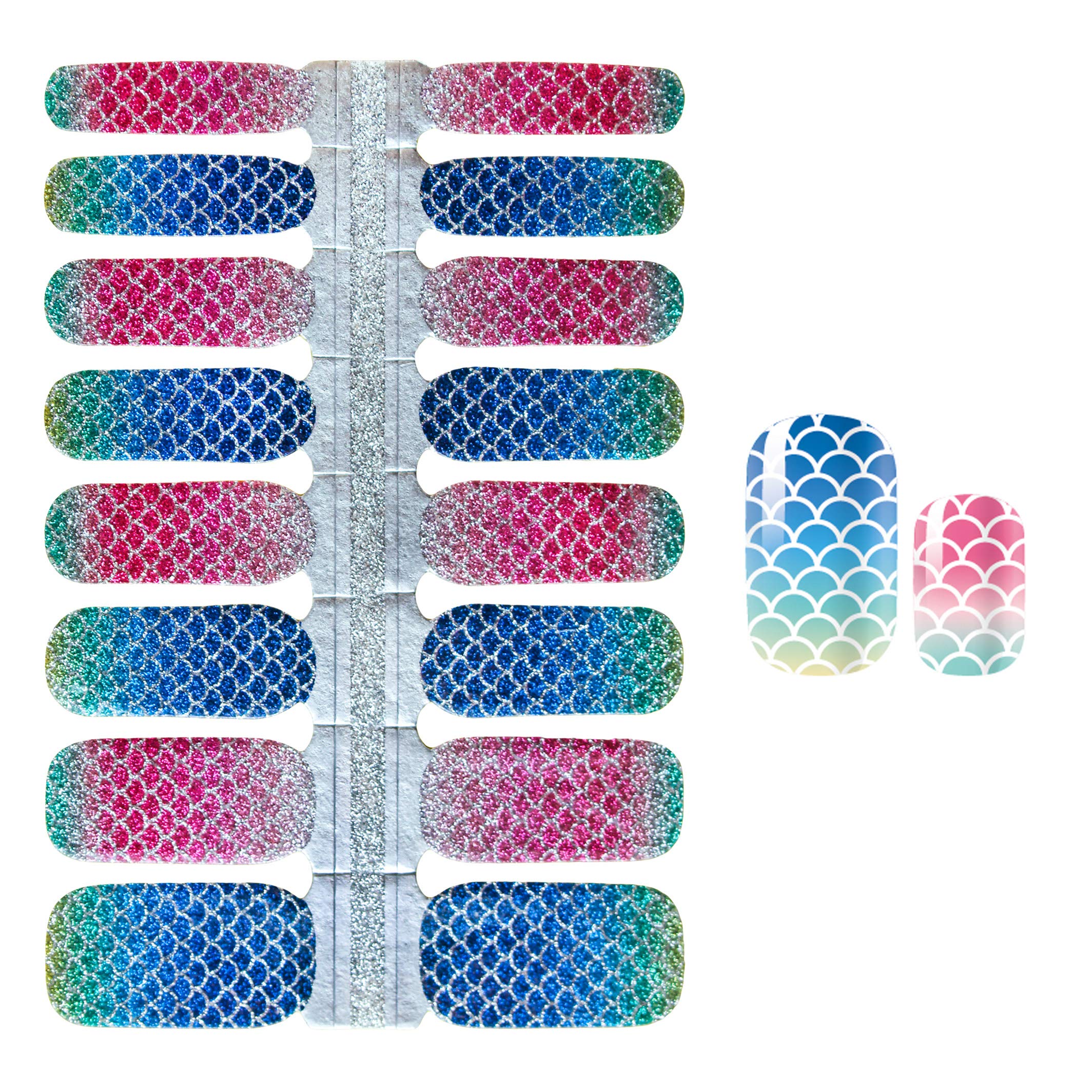 SILPECWEE 5 Sheets Rainbow Glitter Nail Polish Strips - Self-Adhesive Full Nail Wraps for Women | DIY Nail Art Stickers with Free Nail File | Perfect for Parties, Weddings & Daily Nail Care