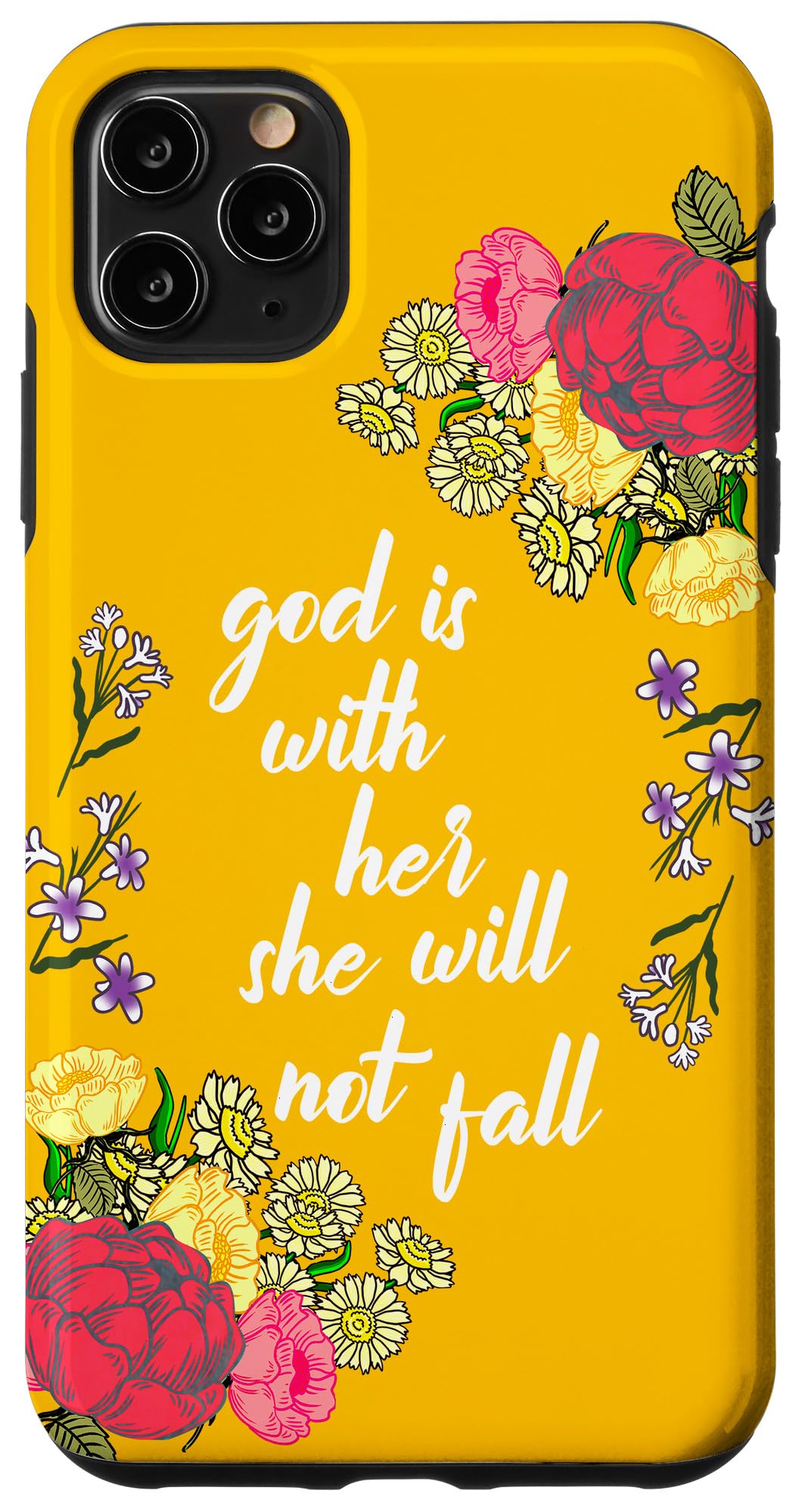 iPhone 11 Pro Max Christian Phone Case with 'God Is With Her' Inspirational Quote - Perfect Religious Gift for Women, Bible Study & Daily Encouragement