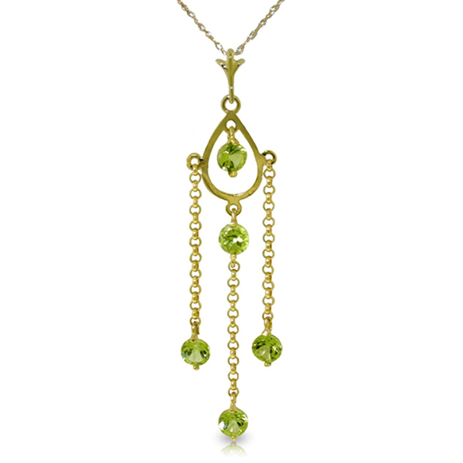 14K Solid Gold Necklace with Natural Peridots | Galaxy Gold GG Elegant Jewelry for Women | Perfect for Gifts, Anniversaries & Special Occasions
