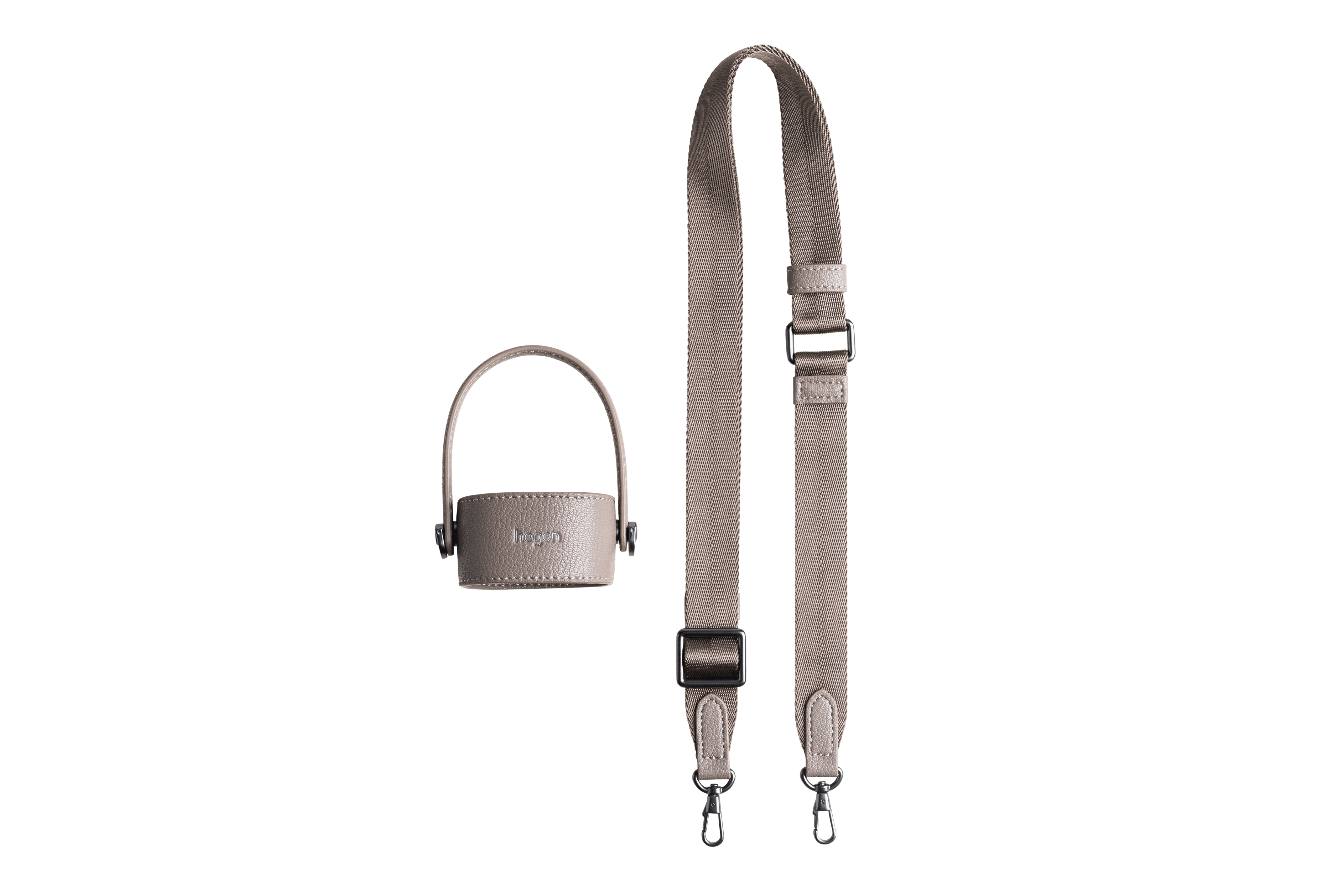 Hegen Baby Bottle Holder Strap - Taupe Grey | Hands-Free Feeding Solution for Nursing Moms & On-the-Go Parents | Perfect for Strollers, Car Seats & Diaper Bags