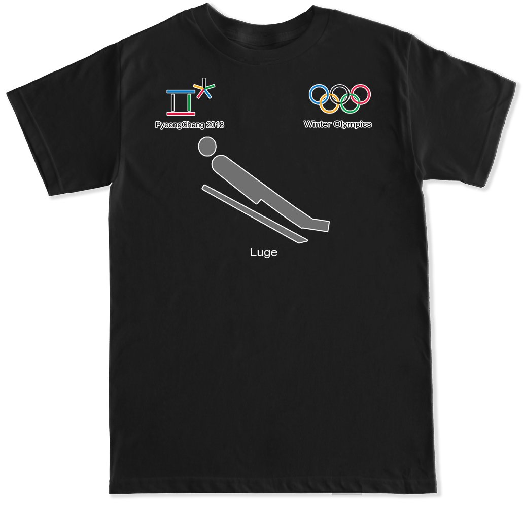 FTD Apparel Men's Pyeongchang 2018 Winter Olympics Luge T-Shirt - Comfortable Cotton Tee for Sports Fans & Casual Wear