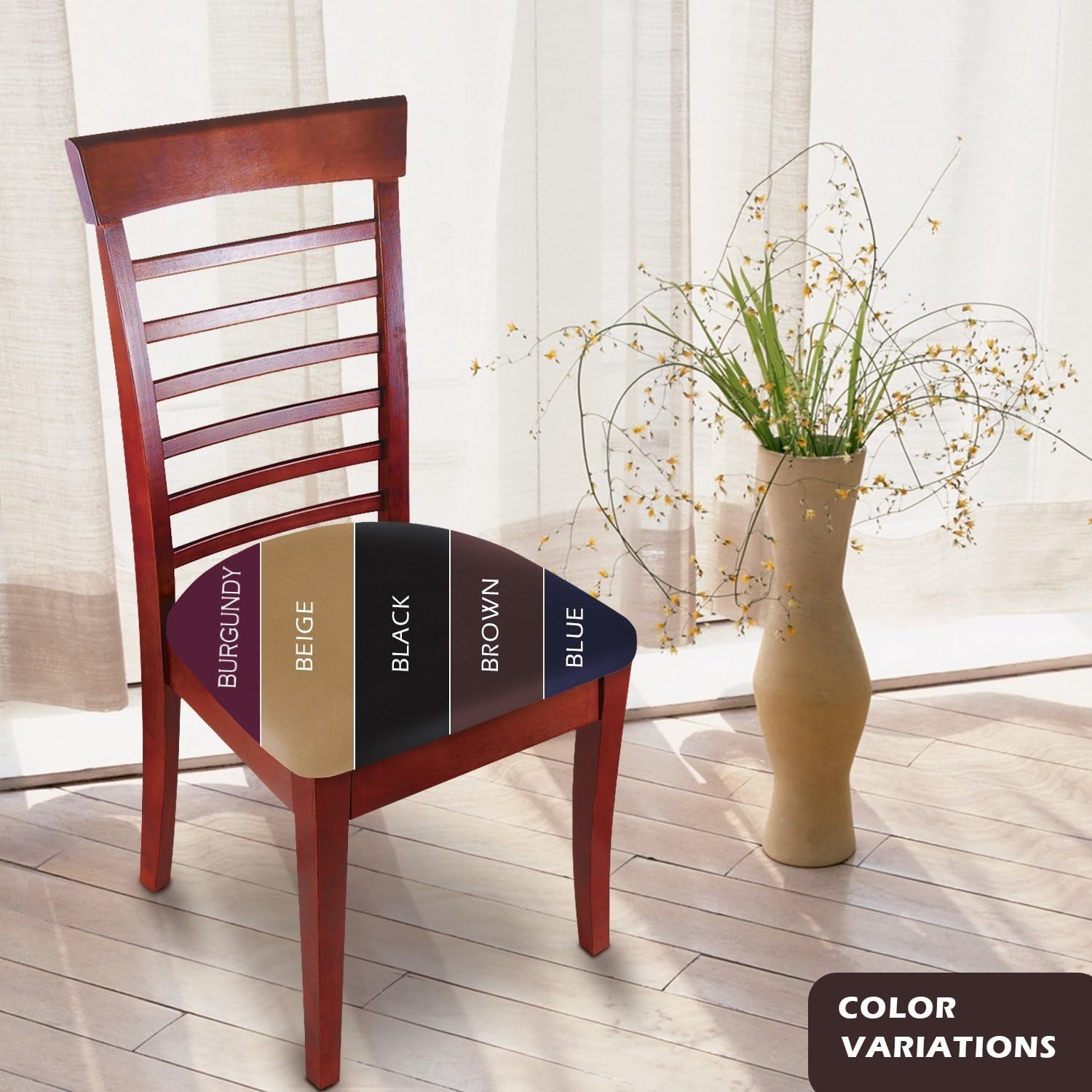 Stretchable Chair Covers for Kids & Pets - Set of 2 (Brown) - Home Dining Protection