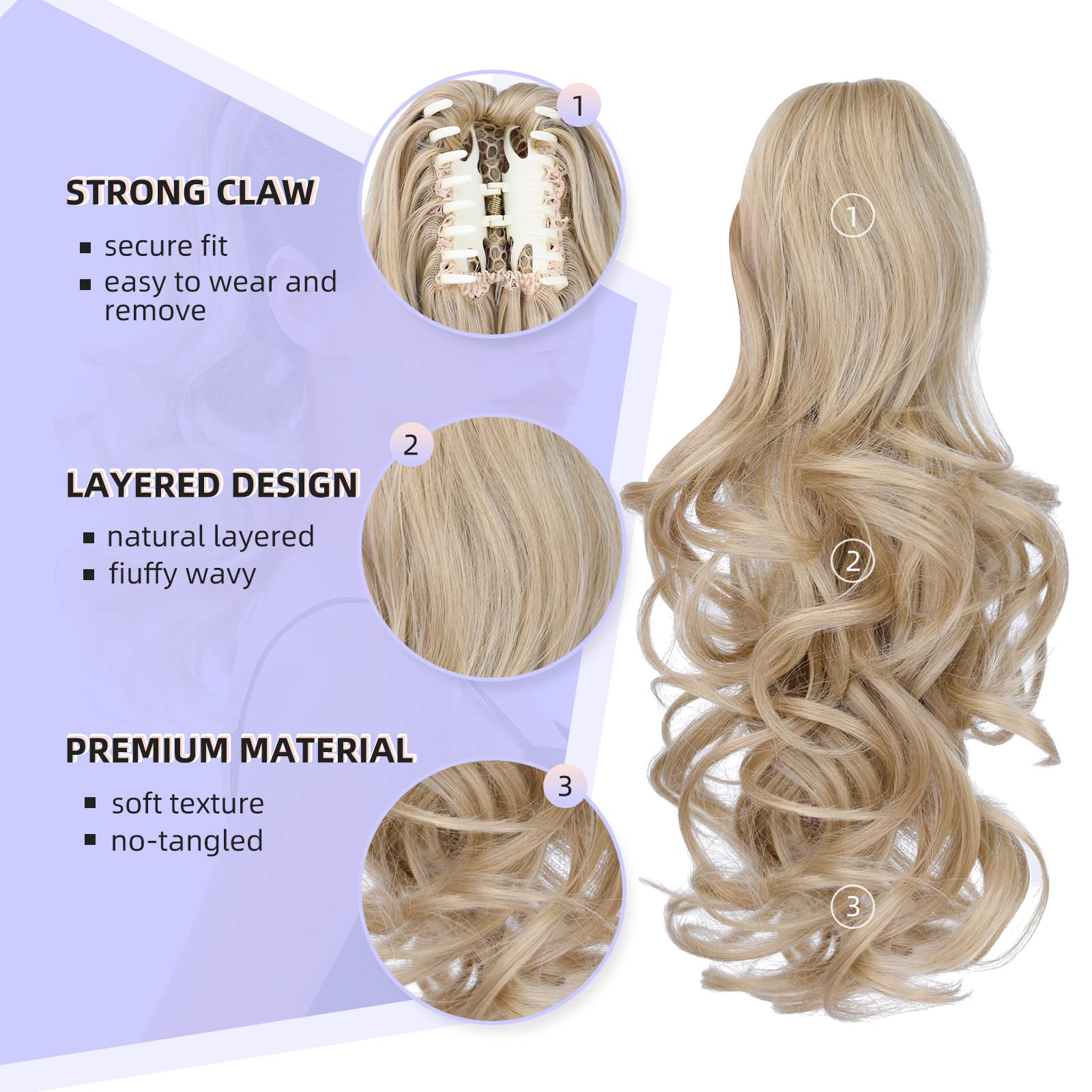 Natural Straight Ponytail Hair Extension with Claw Clip - Seamless Blonde Brown Black Hairpiece for Women - Perfect for Parties, Weddings & Everyday Styling