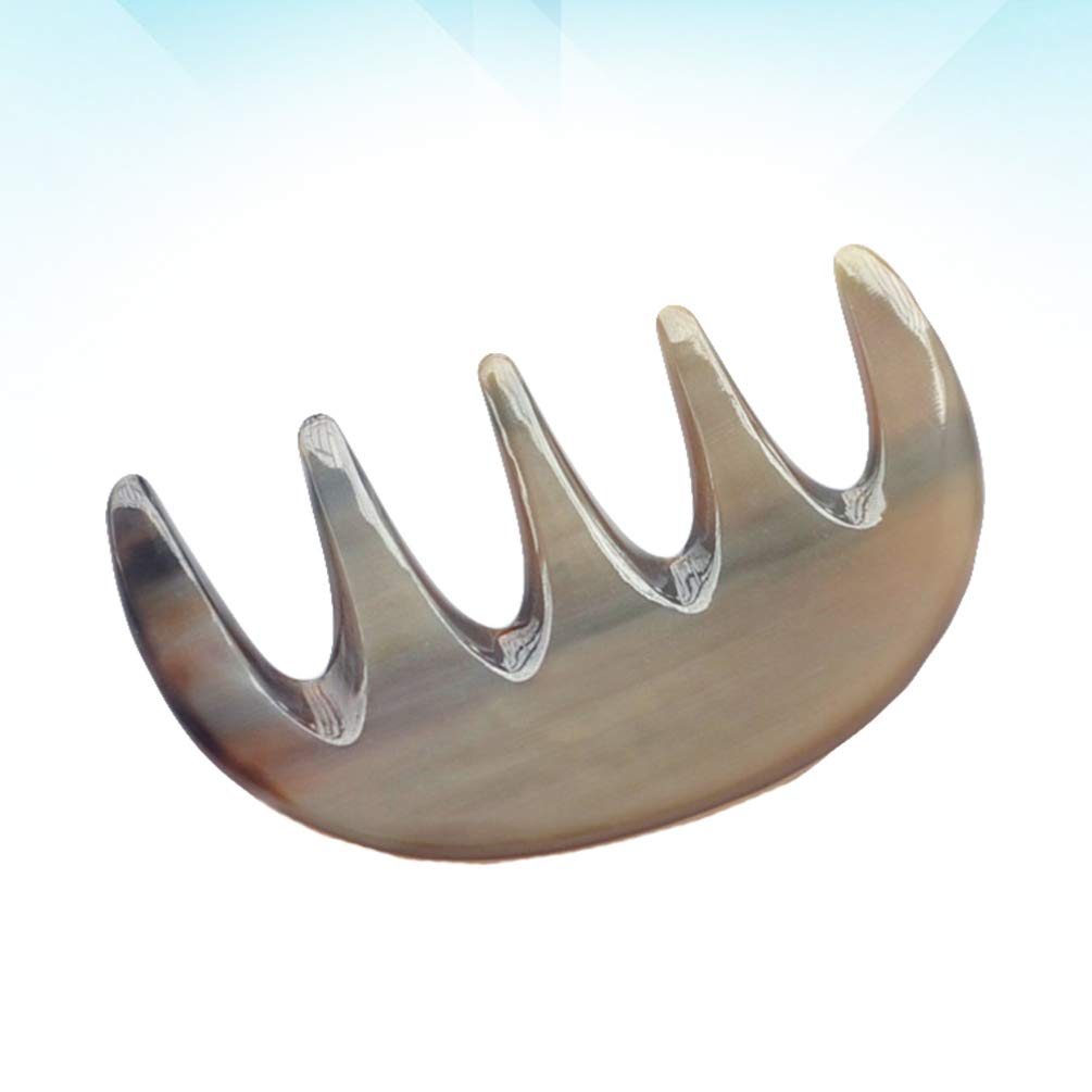 Lurrose Handmade Ox Horn Wide Tooth Comb - Anti-Static Hair Grooming Tool for Women & Men - Natural Hair Detangler for Wet/Dry Hair - Perfect for Home, Travel & Salon Use (5-Tooth Thin Comb)