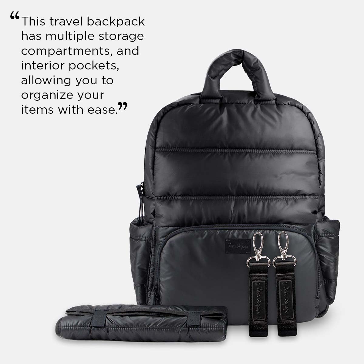 7AM Voyage Diaper Bag Backpack - Waterproof Unisex Baby Travel Backpack with Large Capacity, Padded Shoulder Straps & Multiple Pockets | Perfect for Newborn Essentials, Airplane Carry-On, Day Trips & Family Outings (Black)