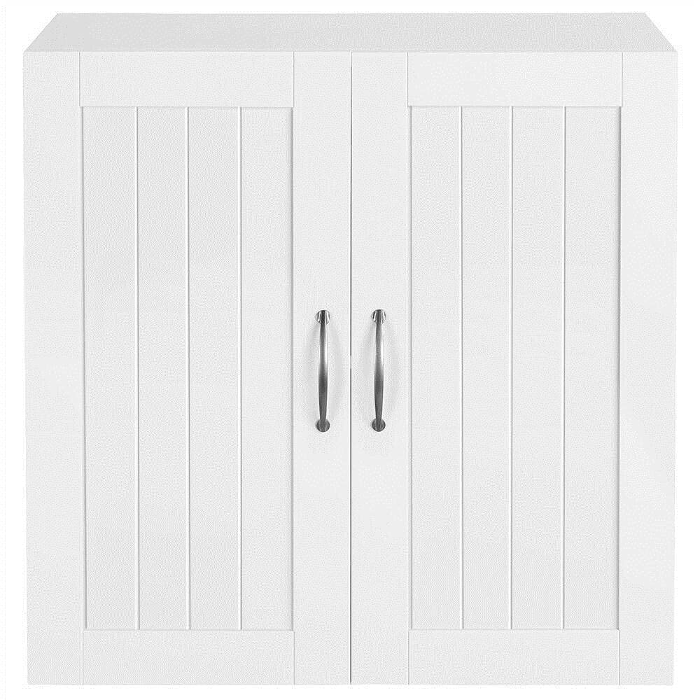 White Wall-Mounted Cabinet - 2 Tier Shelf Organizer for Bathroom & Kitchen Storage | Space-Saving Bathroom Trays, Decor & Accessories | Perfect for Small Spaces, Apartments & Vanity Organization