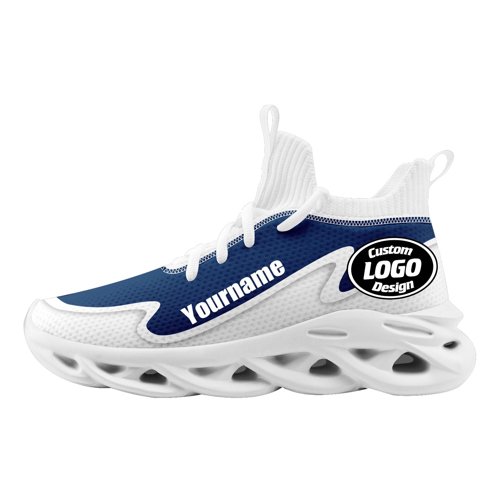 Custom Blue & White Maxsoul Personalized Sneakers - Breathable Running Shoes for Men & Women (Style FN030A E020011) | Perfect for Gym Workouts, Jogging & Casual Wear
