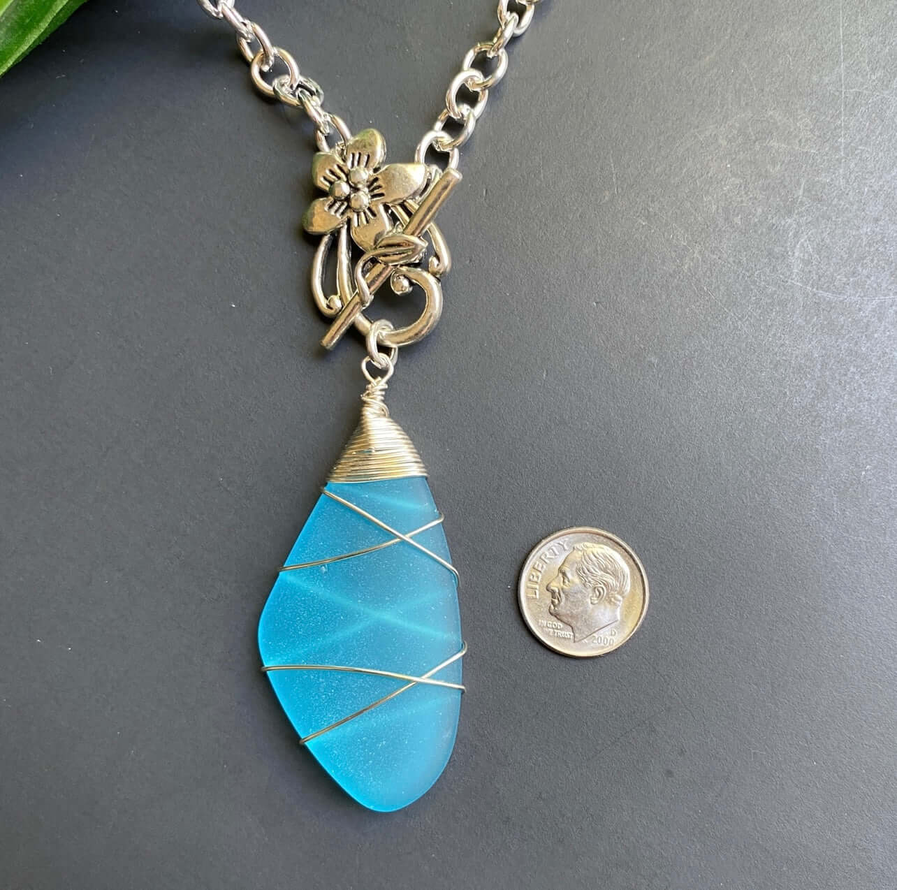 Handmade Frosted Glass Blue Pendant Necklace - Elegant Bohemian Jewelry for Women | Perfect for Weddings, Parties & Everyday Wear