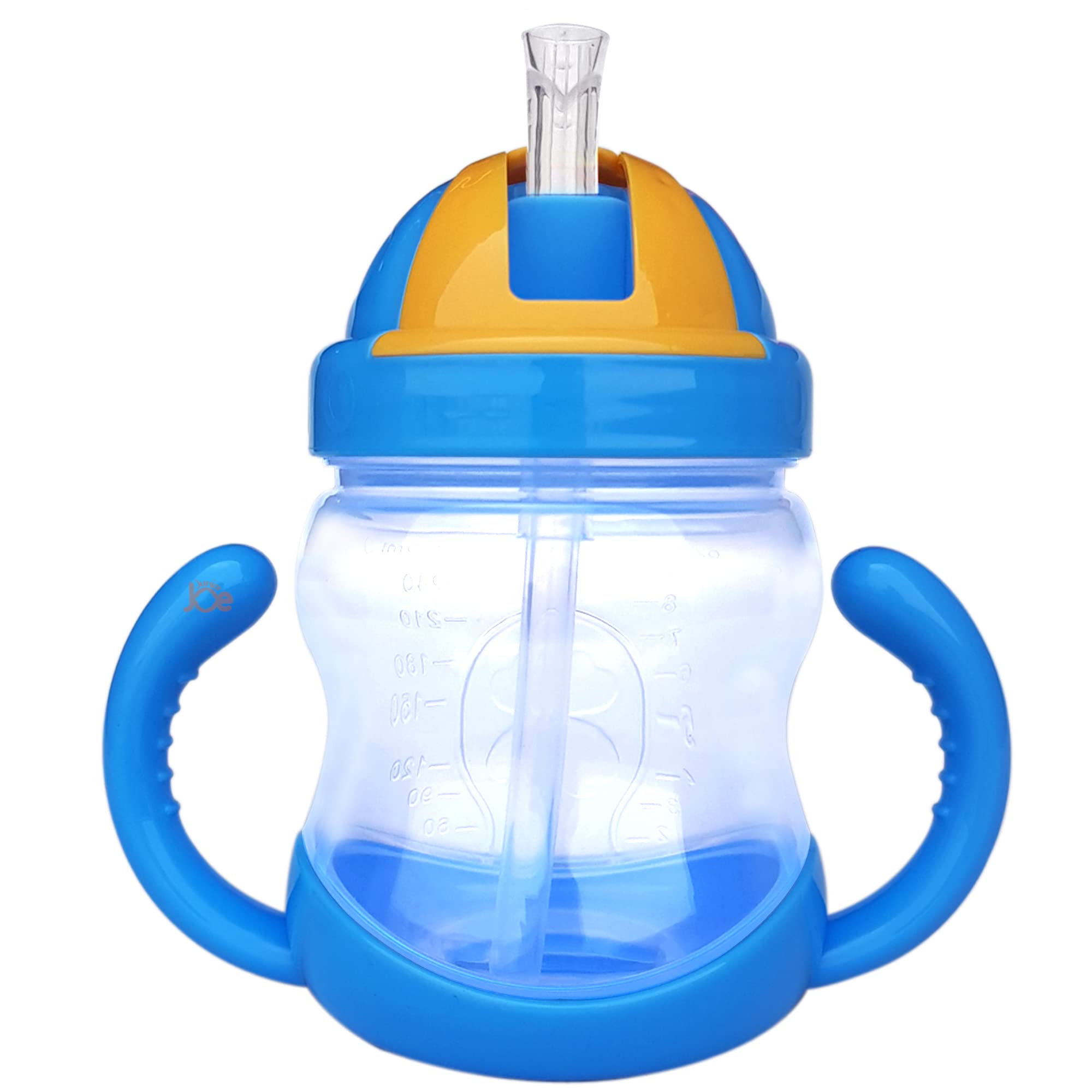 JUNIOR JOE Plastic Baby Straw Sipper Water Bottle - 280ml (Blue) | BPA-Free Leak-Proof Toddler Cup for Kids | Perfect for Daycare, Travel & On-the-Go Hydration