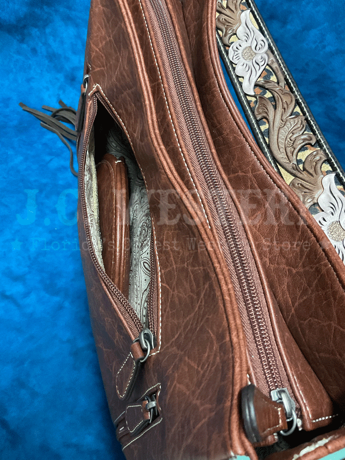Nocona Women's Concealed Carry Shoulder Bag - Brown Denim Style Purse for CCW | Perfect for Everyday Carry, Travel & Outdoor Activities