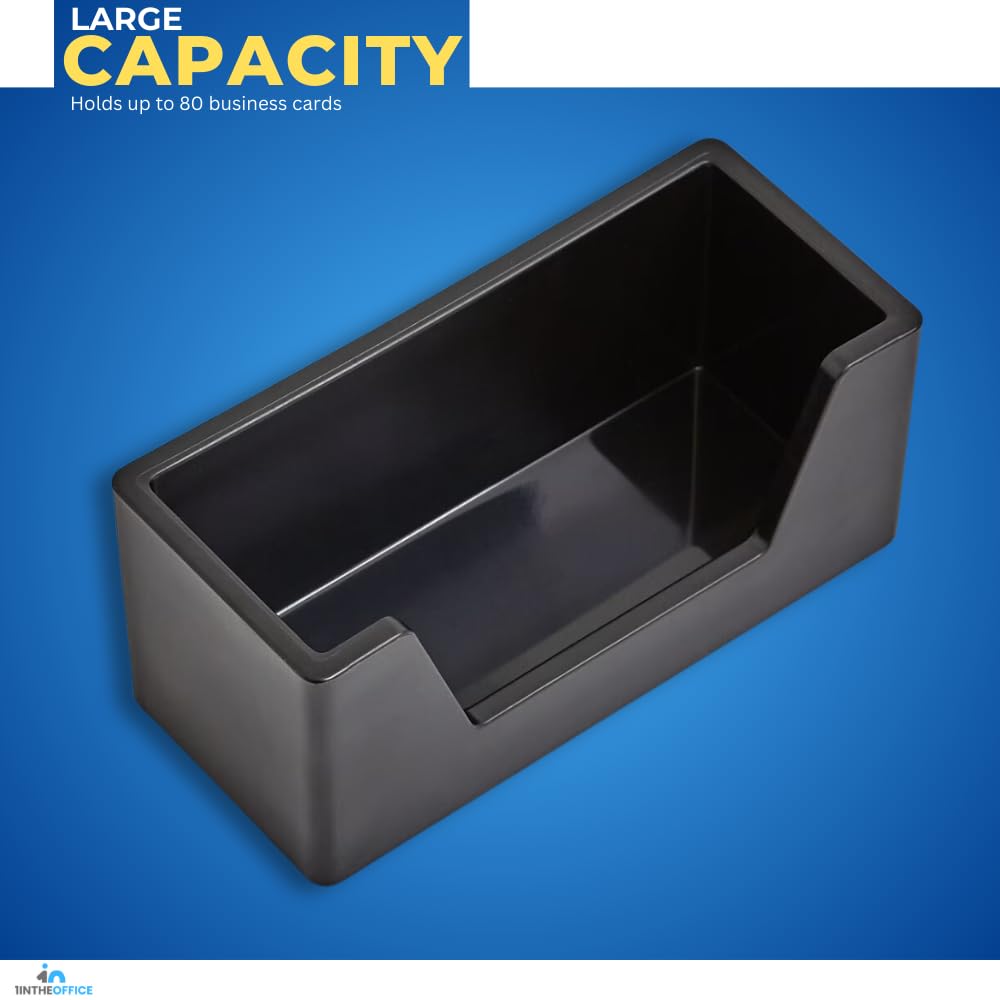 Premium 2-Pack Black Business Card Holders for Office Desk - Dual Compartment Card Display - Perfect for Reception, Meetings & Networking Events