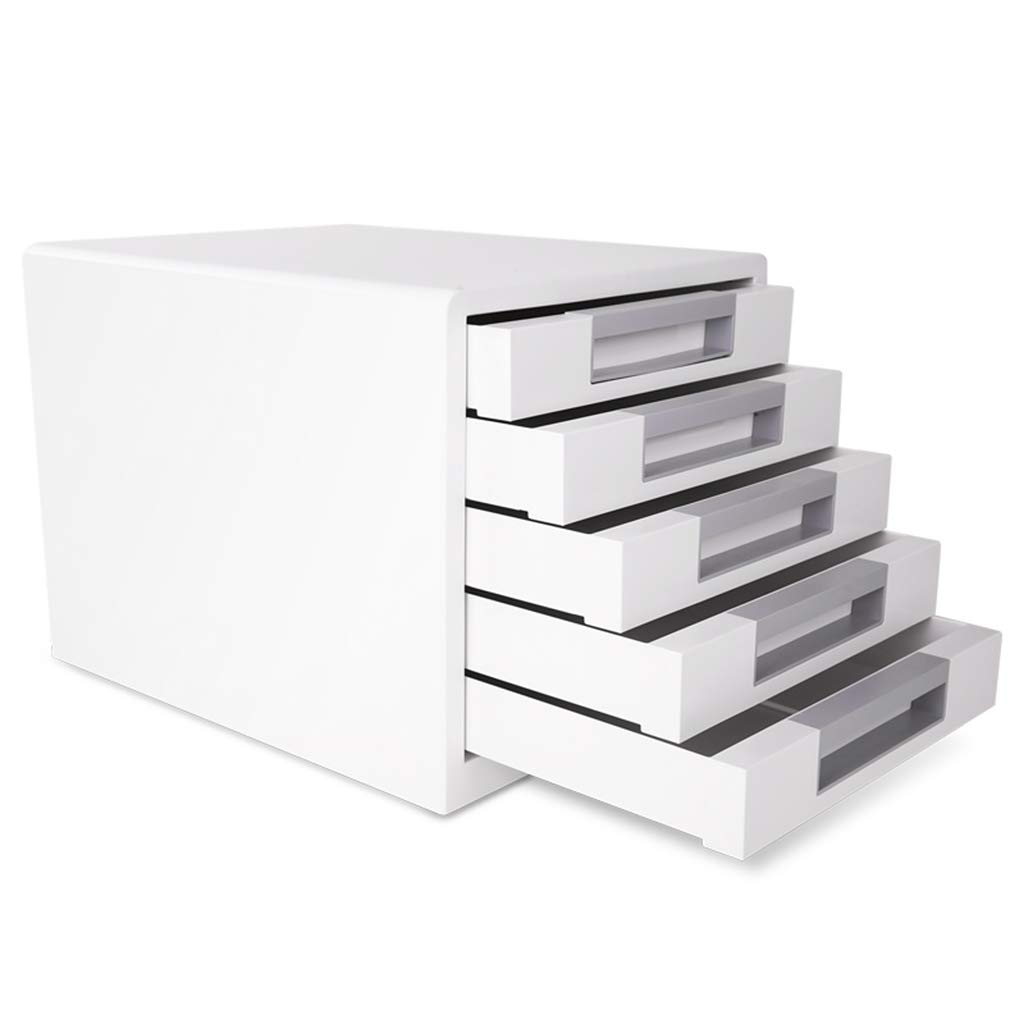 5-Layer White Plastic A4 File Cabinet - Flat Desktop Storage Drawer for Office Supplies & Documents | Perfect for Home Office, School, and Workspace Organization