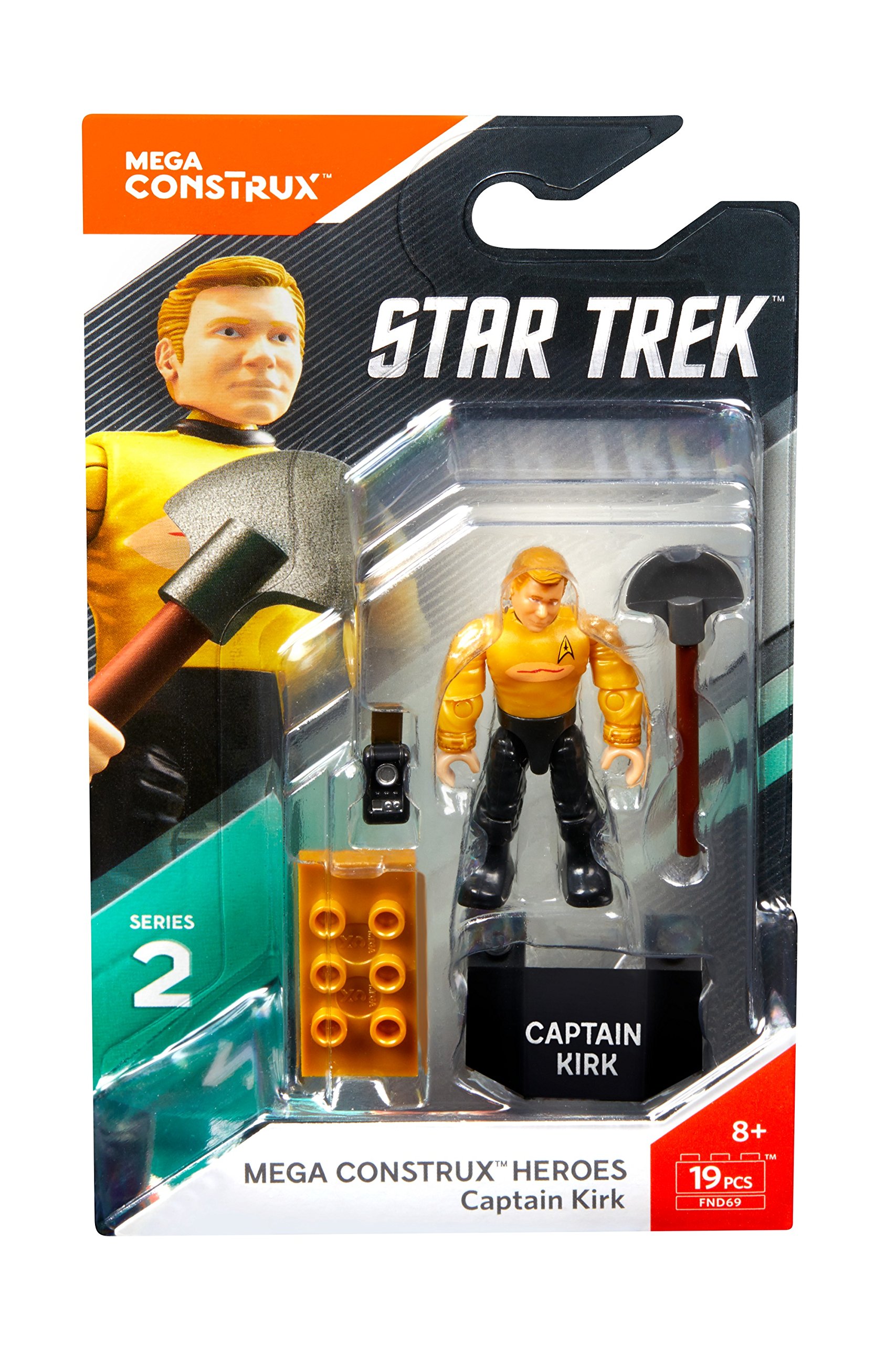 Mega Construx Heroes Captain Kirk Building Set - 170+ Pieces, Star Trek Collectible Toy for Kids & Adults - Perfect for Display, Gifts, and Creative Play