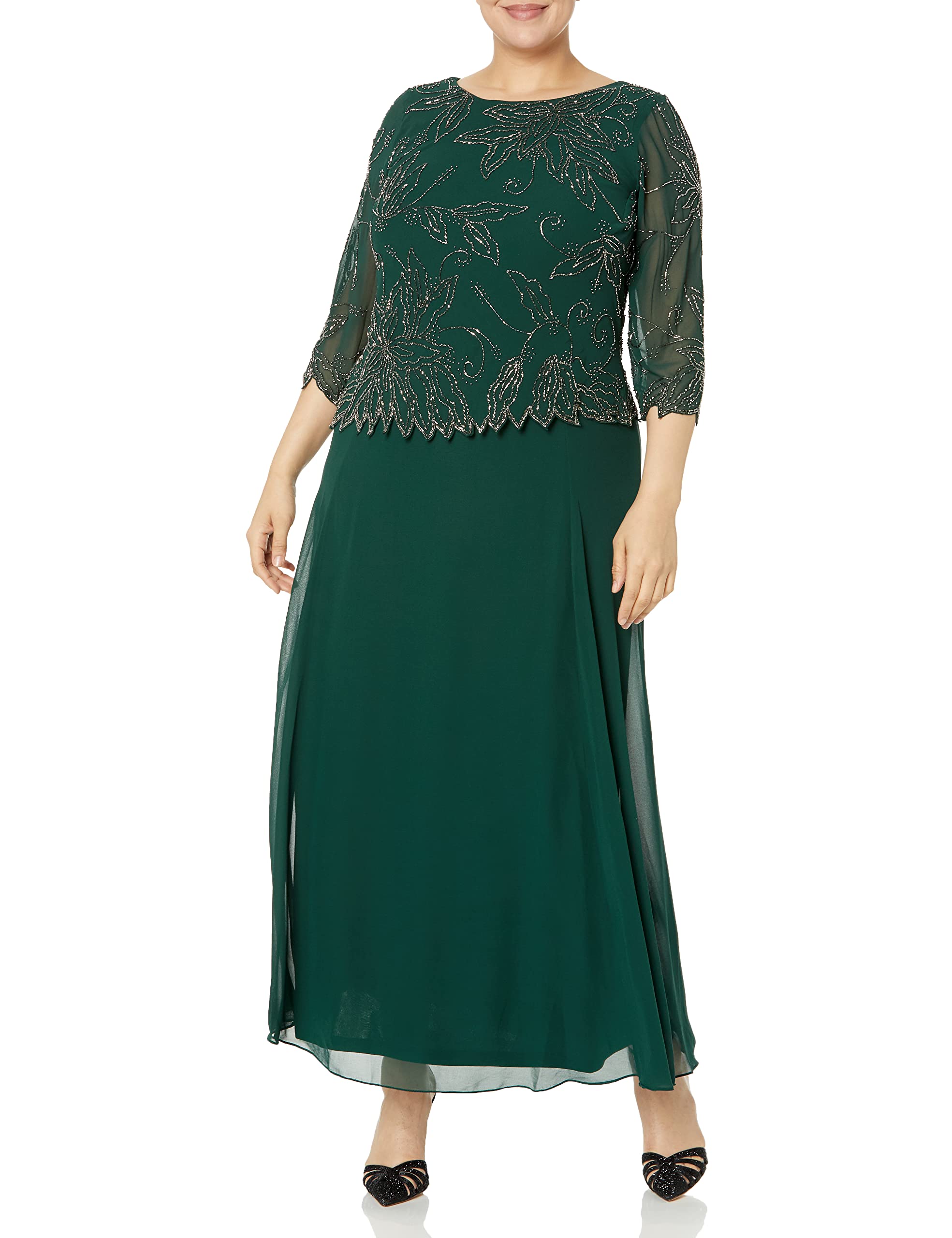 J Kara Women's Asymmetrical Beaded Cocktail Dress with V-Neck - Perfect for Evening Parties, Weddings & Special Occasions