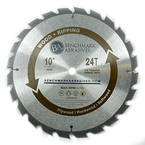 Benchmark Abrasives 10 Inch 24-Tooth TCT Saw Blade - Tungsten Carbide Tipped Circular Saw Blade for Wood Cutting | 5/8