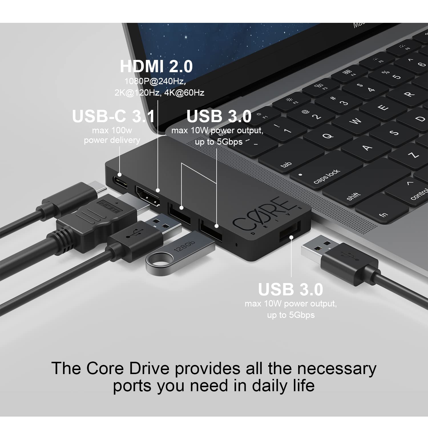 Skull & Co. Jumpgate Pro Portable Dock with Detachable USB Hub & HDMI Adapter for Nintendo Switch, Smartphone, MacBook - Black | Includes Extension Cable | Perfect for Gaming, Work & Travel