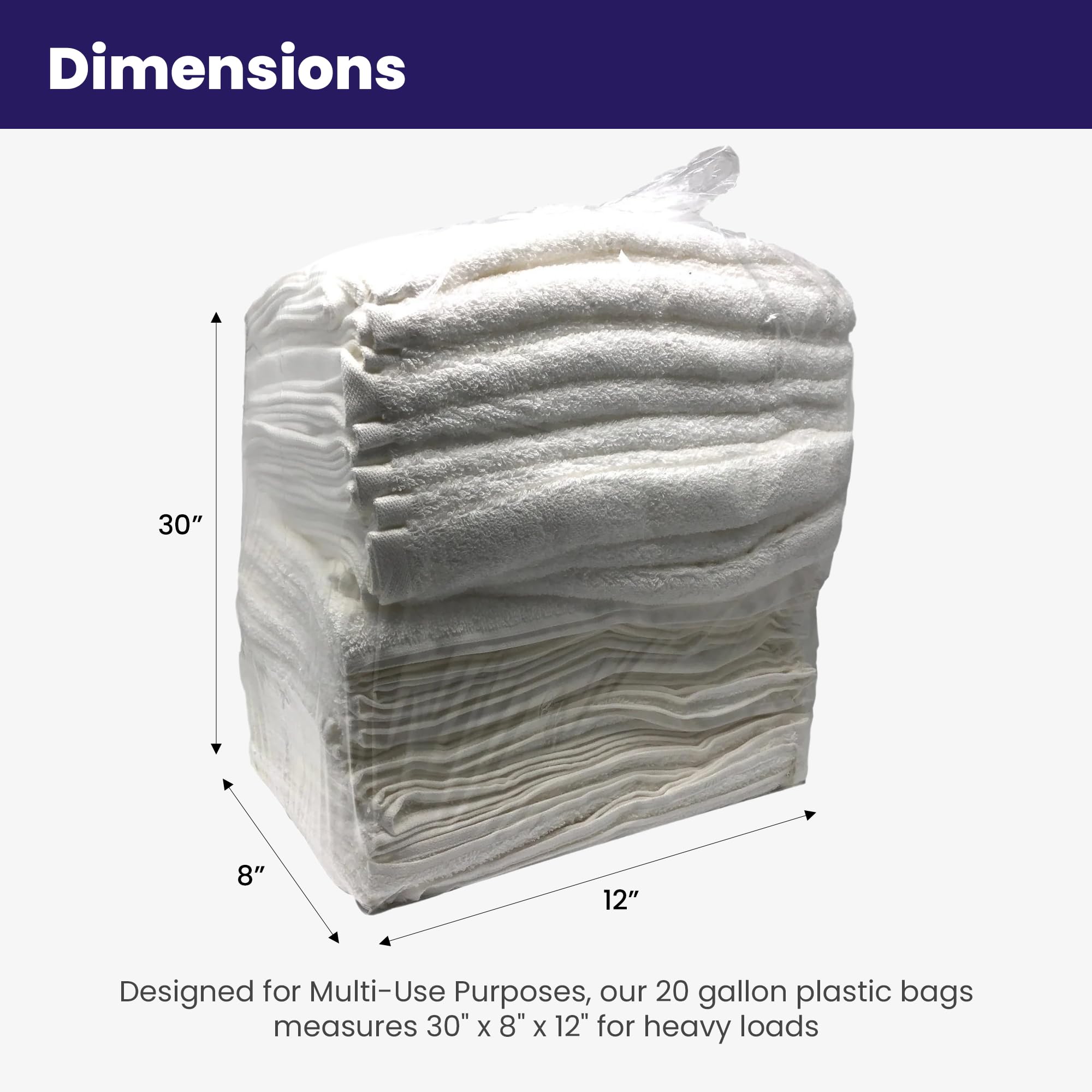 Rhino Heavy Duty 20 Gallon Clear Plastic Storage Bags - Waterproof, Reusable Jumbo Size for Clothes, Bedding, Comforters & Travel Supplies - Perfect for Packing, Moving & Home Organization