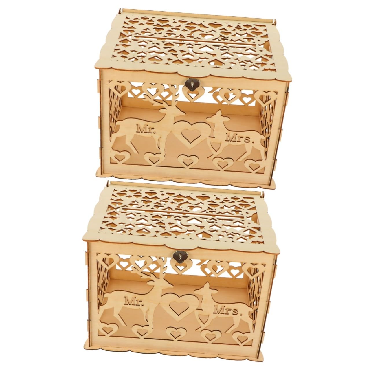 Elegant CIMAXIC 2-Piece Wooden Wedding Card Box Set with Signs - Perfect for Invitations, RSVP Cards & Envelopes | DIY Wedding Decor, Bridal Shower & Reception Keepsake