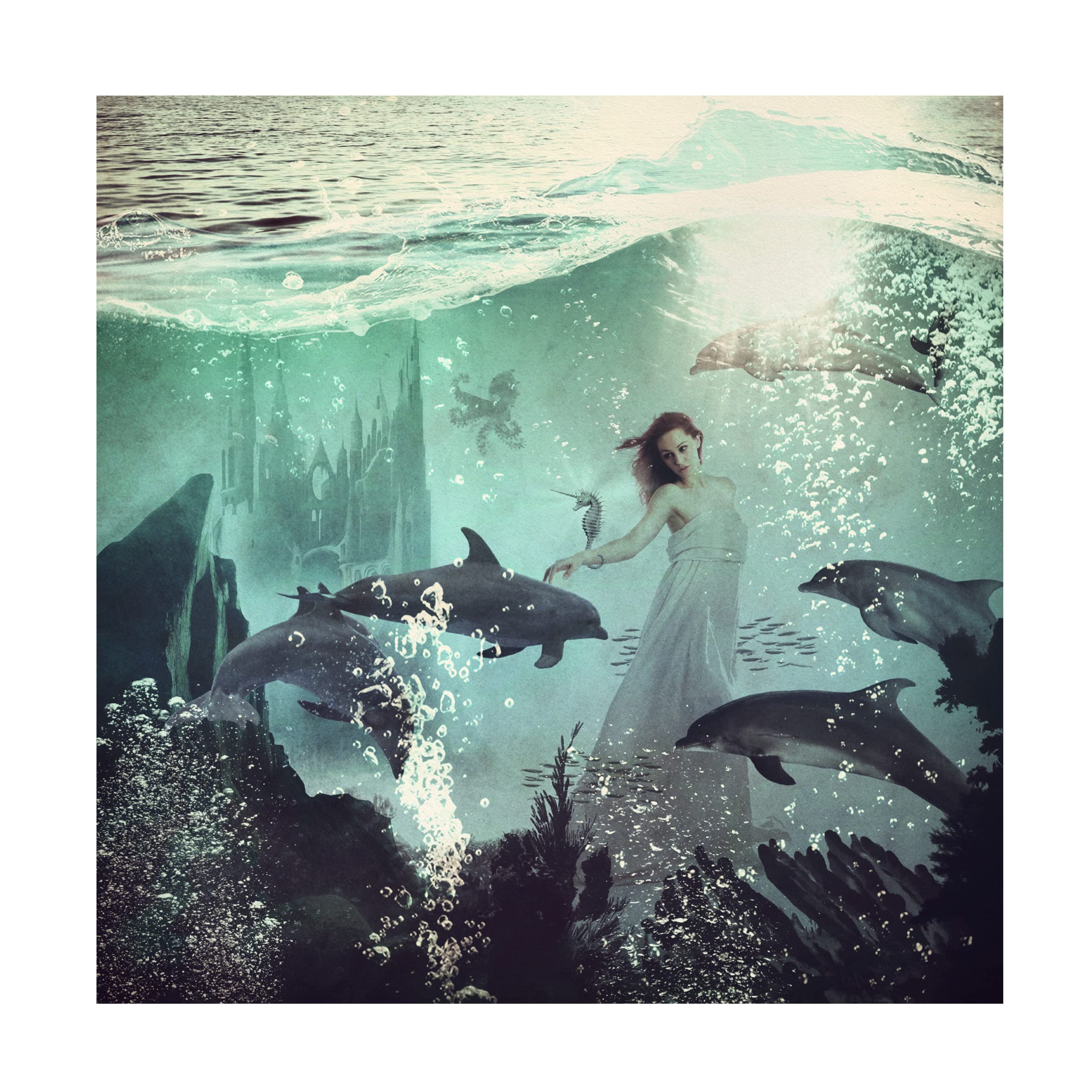 Paula Belle Flores 'The Sea Unicorn Lady' Canvas Wall Art Print - Premium Trademark Fine Art for Living Room, Bedroom & Office Decor