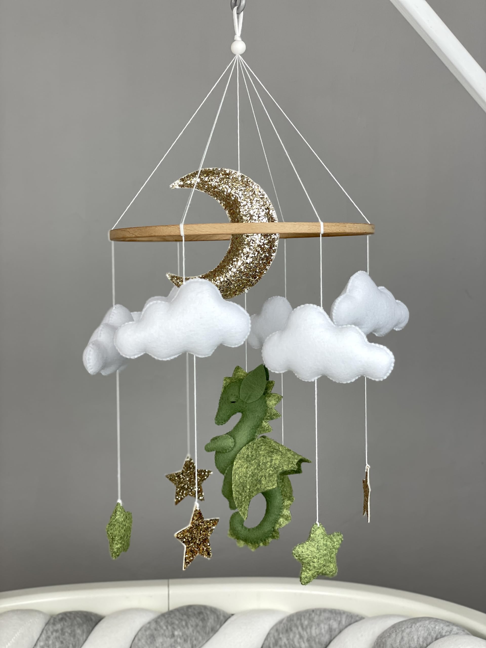 **Neutral Dragon Baby Crib Mobile - Fantasy Nursery Decor for Boys & Girls, Perfect New Baby Gift for Baby Showers & Nursery Themes**