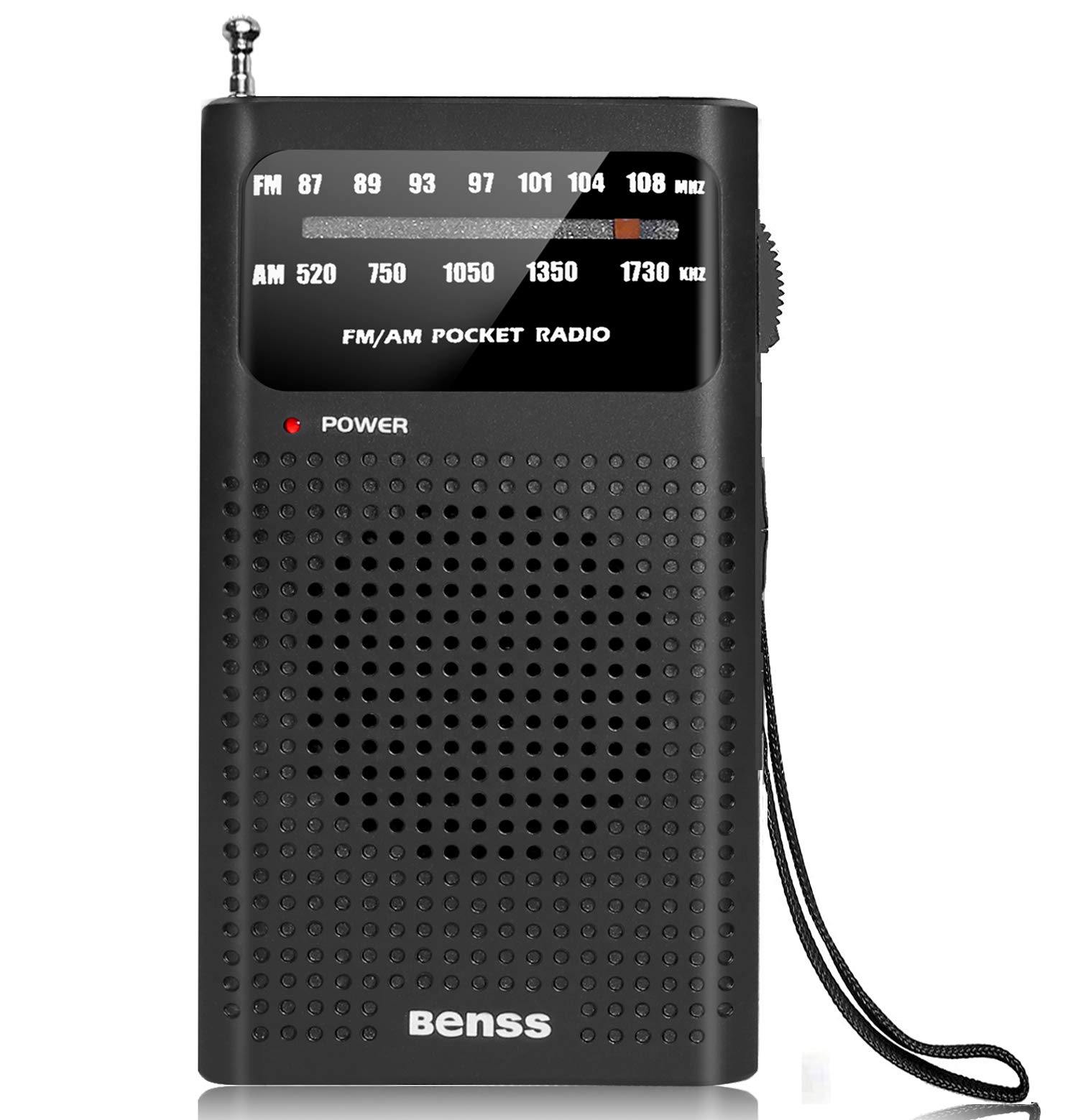 Benss Portable AM FM Radio with Best Reception - Battery Operated Transistor Radio with Speaker & Headphone Jack - Compact Pocket Radio for Home, Outdoor, Camping, Emergency & Travel (Black)