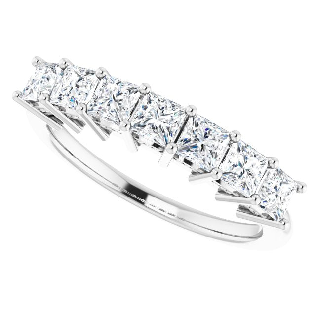 1.26 Carat Princess Cut Diamond Wedding Band - 7 Stone Anniversary Ring for Women, Elegant Bridal Jewelry, Perfect for Engagement, Proposal & Special Occasions